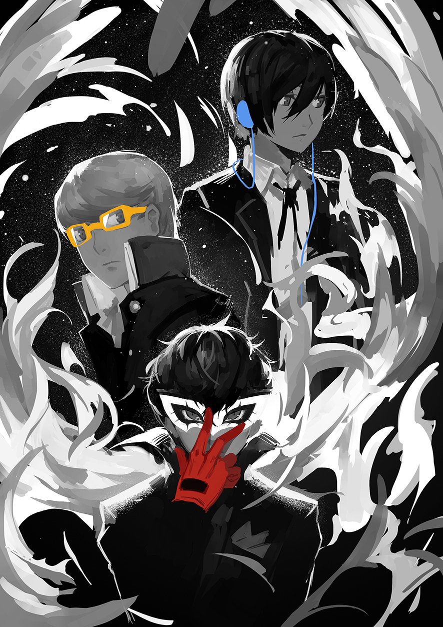 Protagonists - Club3, Art, Anime, Anime art, Persona, Persona 3, Persona 4, Persona 5, Game art, Games, Longpost