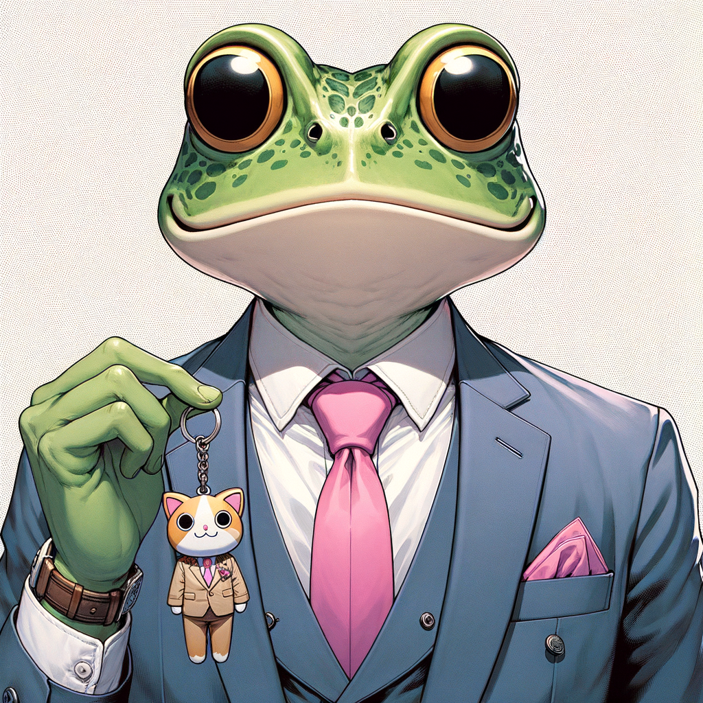 Toads and their keychains, dudes - My, Art, Anime, Anime art, Memes, Neural network art, Toad, Frogs, Wednesday, It Is Wednesday My Dudes, Original character, Keychain, Office, Costume, Office plankton, Dall-e, Longpost