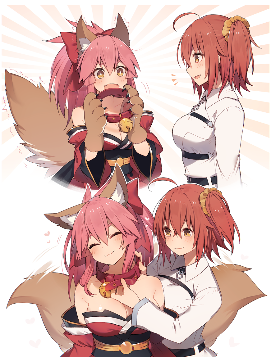 Tamamo - Anime Art, Аниме, Fate Grand Order, Tamamo the Cat, Gudako, Animal Ears, Хвост, Ошейник, Длиннопост