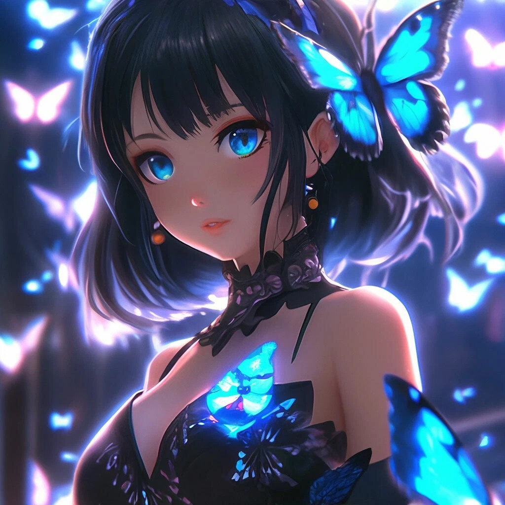 Anime art - My, Neural network art, Art, Anime art, Butterfly, Longpost