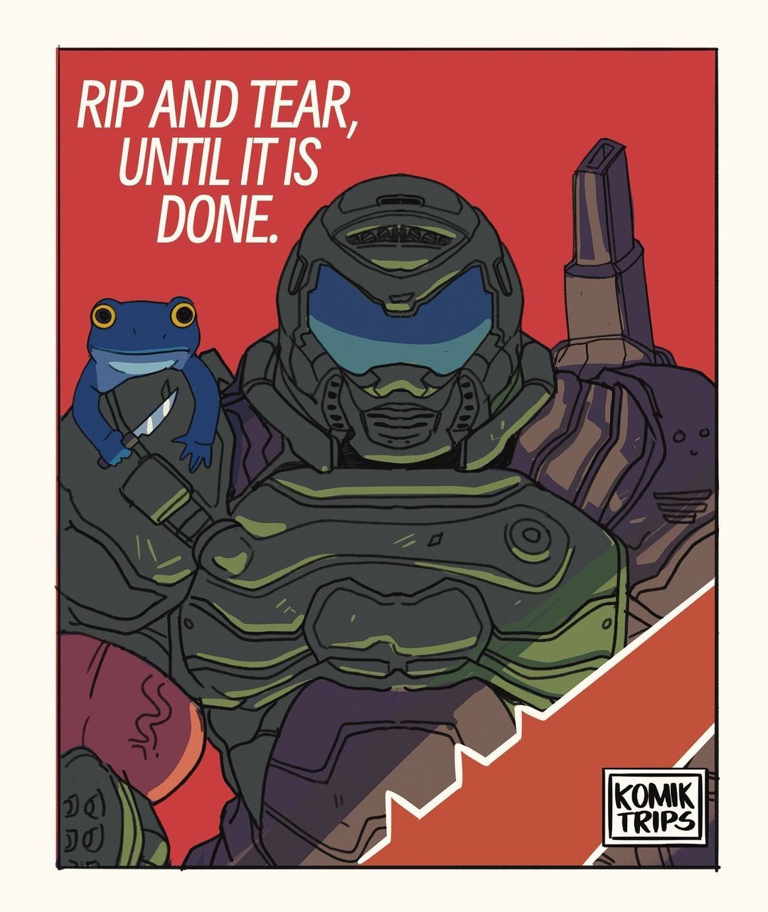 Rip and Tear, мои чуваки - Картинка с текстом, Doom, Doomguy, Лягушки, Среда, It Is Wednesday My Dudes, Komik trips, Без перевода