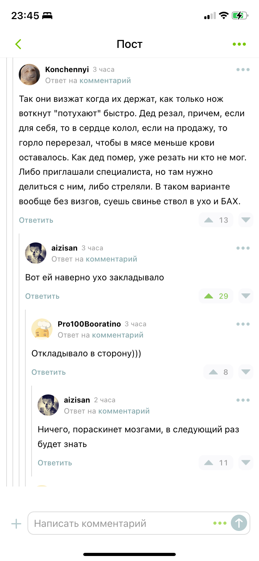 Комментарии на пикабу - Хрюша, Комментарии на Пикабу, Юмор, Черный юмор, Длиннопост, Скриншот