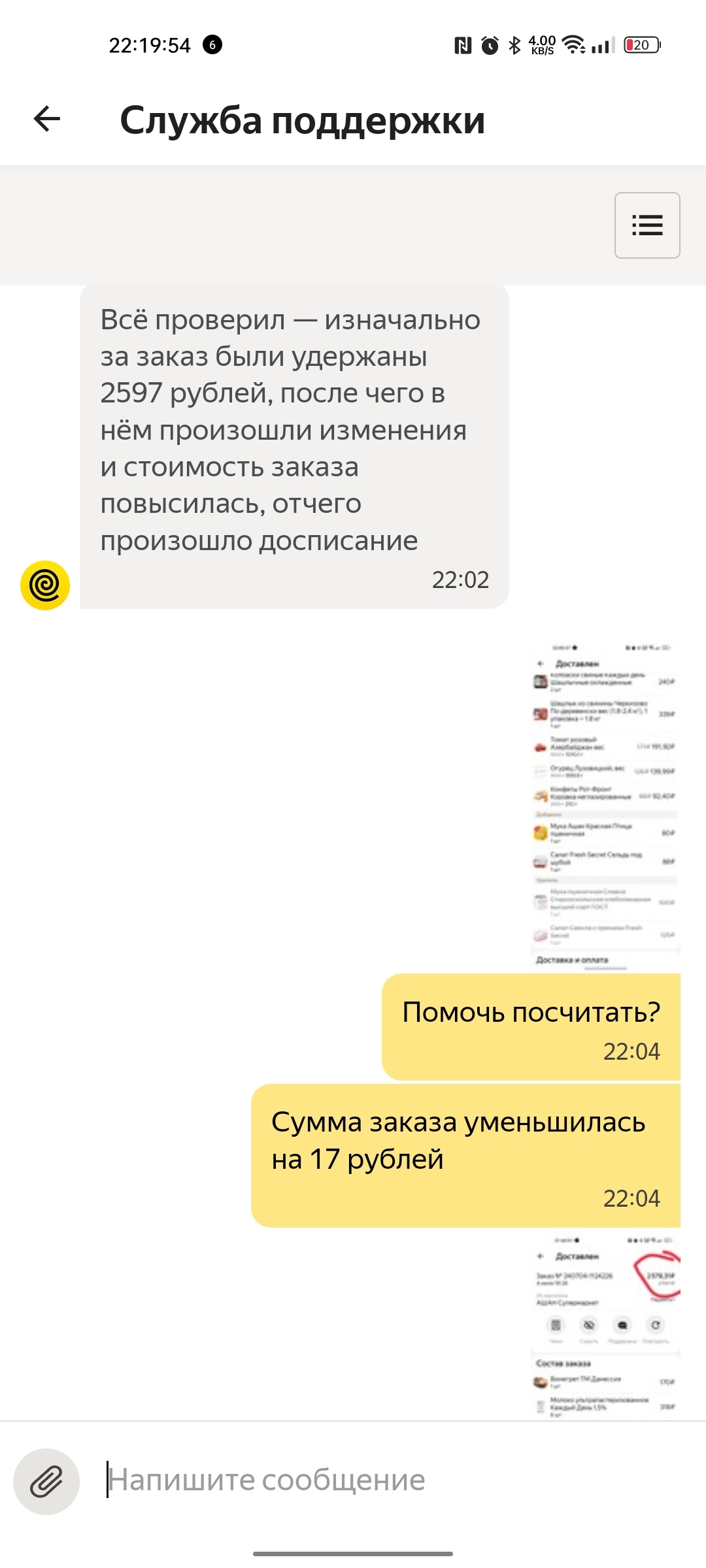 Yandex support stupid sheep! - My, Yandex Food, Support service, Fraud, Stupidity, Screenshot, Longpost, Negative