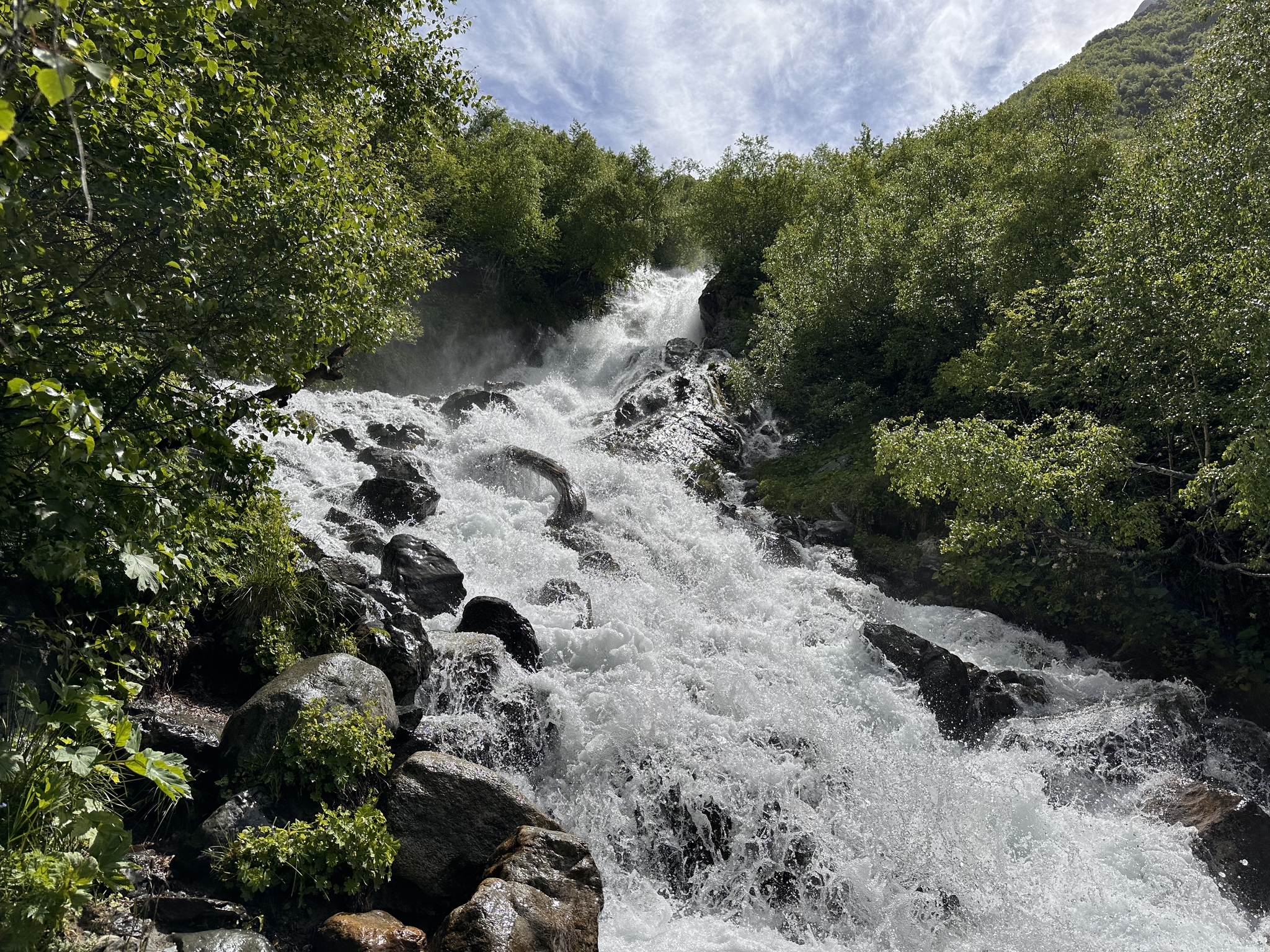 Karachay-Cherkessia ))) Dombay)) - My, Caucasus mountains, Sky, Waterfall, Longpost