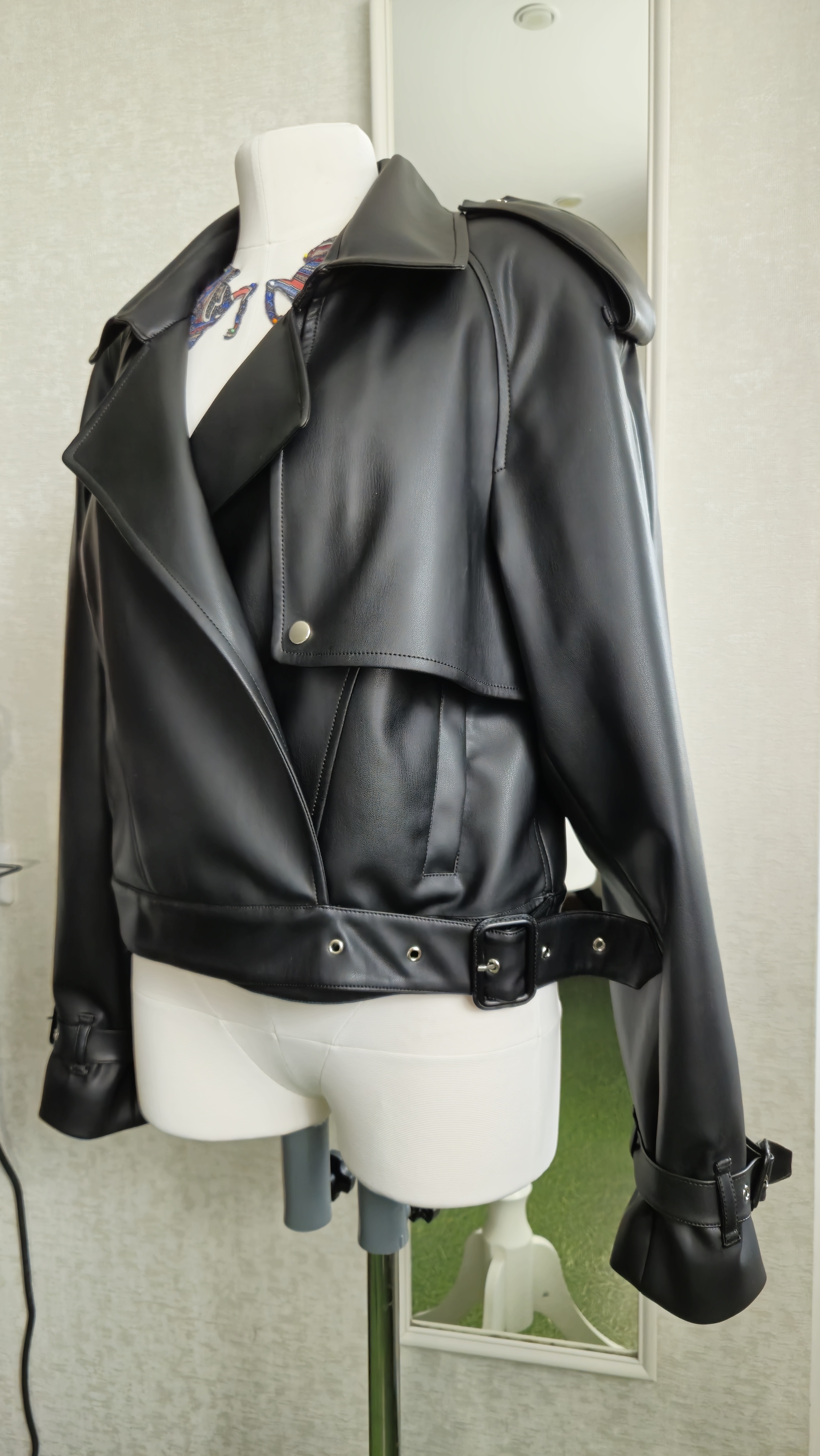 Made a leather jacket - My, Sewing, Kosukha, With your own hands, Longpost, Needlework without process