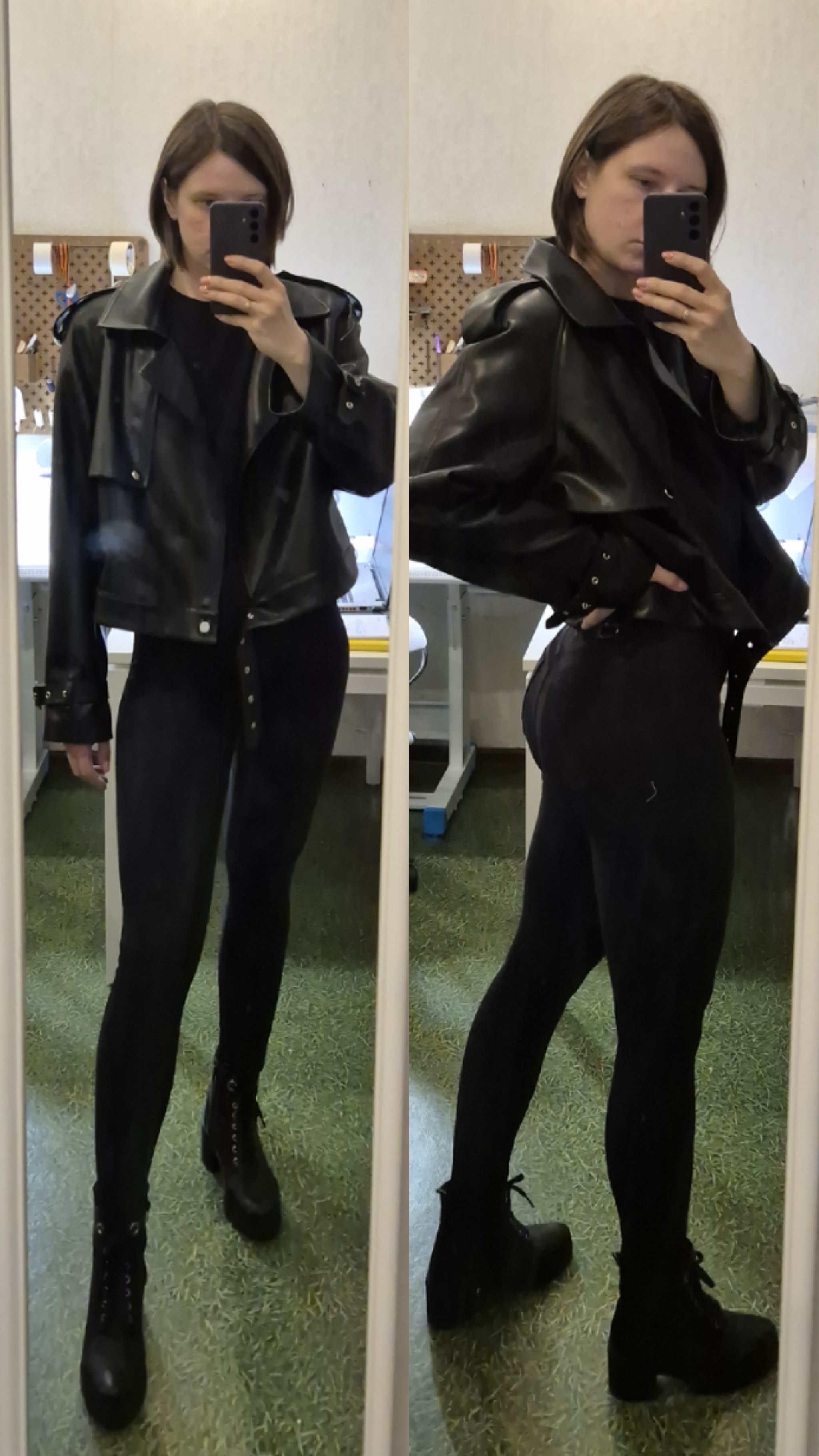 Made a leather jacket - My, Sewing, Kosukha, With your own hands, Longpost, Needlework without process