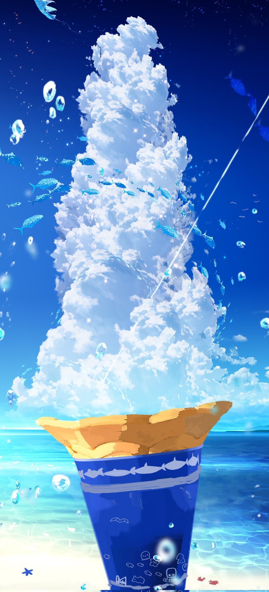 Cloud flavored ice cream - Art, Drawing, Clouds, Ice cream, Longpost