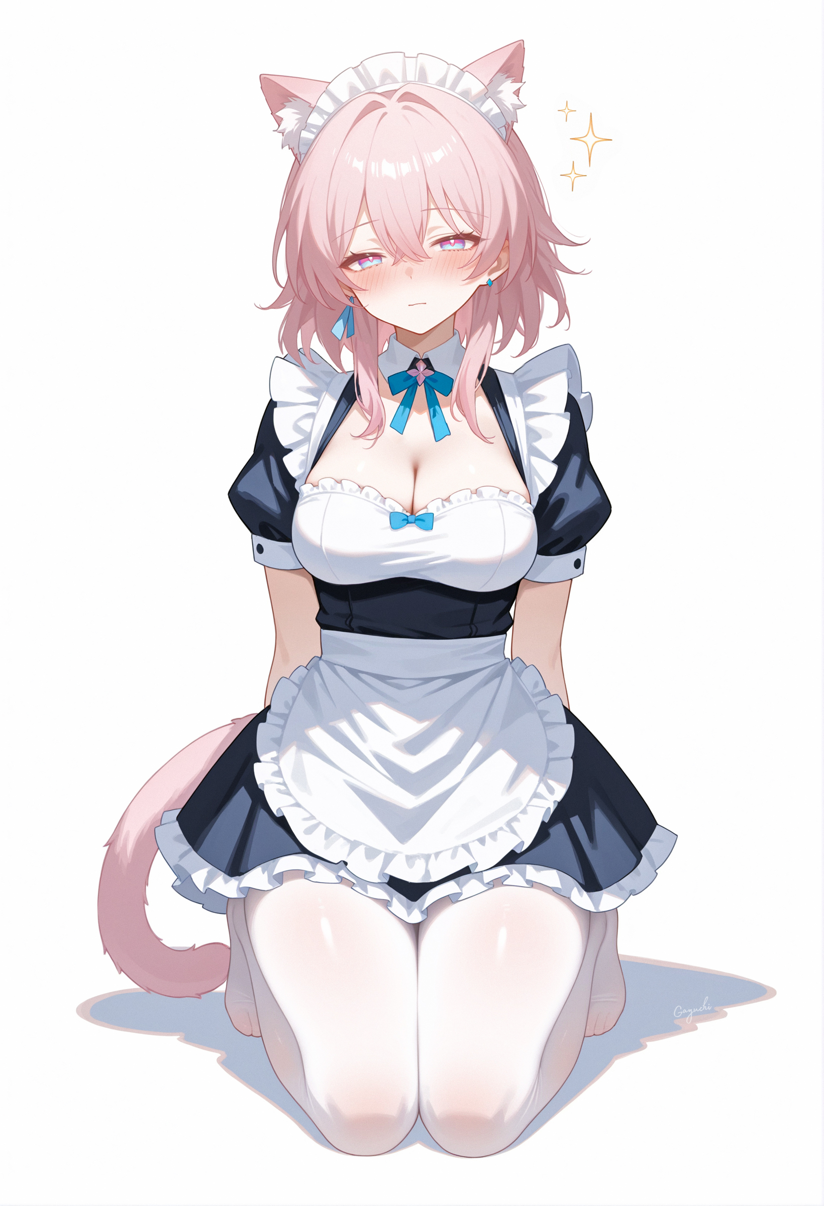 Maid kitty - Honkai: Star Rail, March 7th (Honkai: Star Rail), Art, Girls, Games, Anime art, Anime, Housemaid, Animal ears, Neural network art, Tail