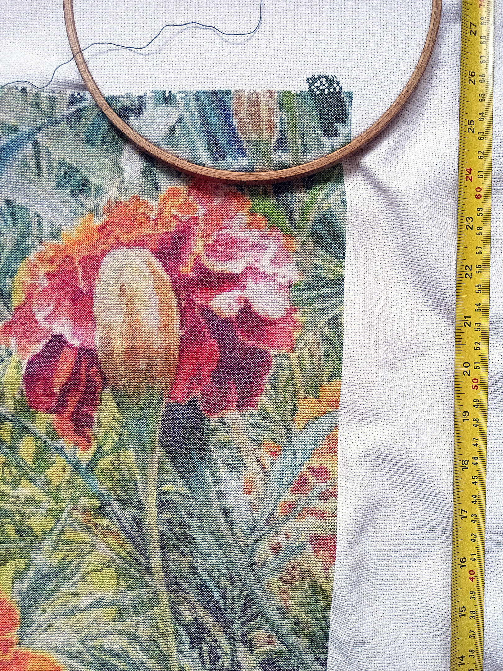 Marigolds – 4/5 (80%) - My, Needlework, Needlework with process, Hobby, Embroidery, Cross-stitch, The photo, Longpost