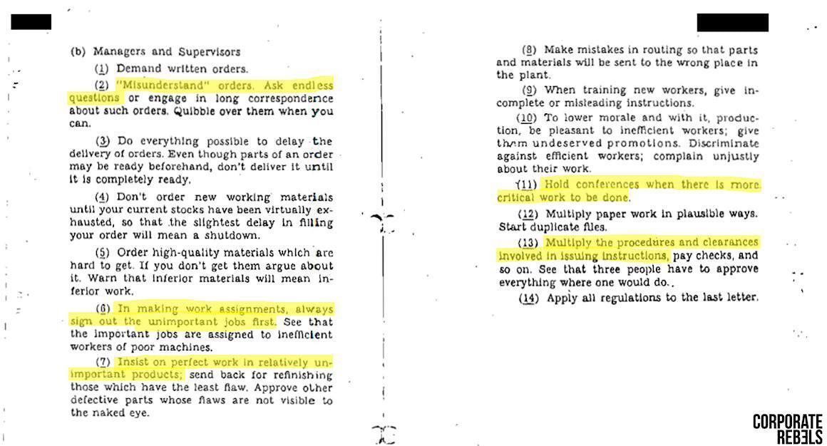 Found the official CIA manual on sabotage - CIA, Manual, Sabotage, Humor, Telegram (link)