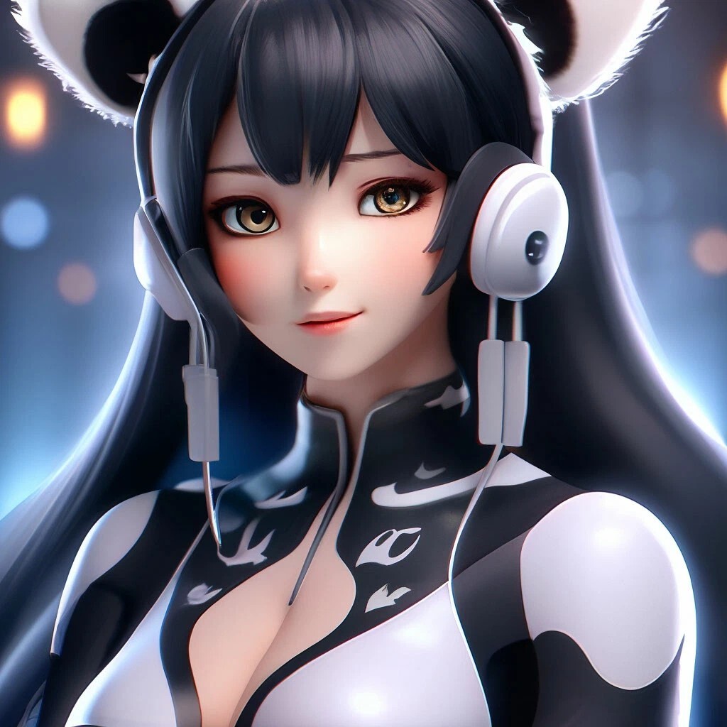 Anime art: ~Panda Girl~ - My, Neural network art, Art, Girls, Panda Girl, Anime art, Longpost