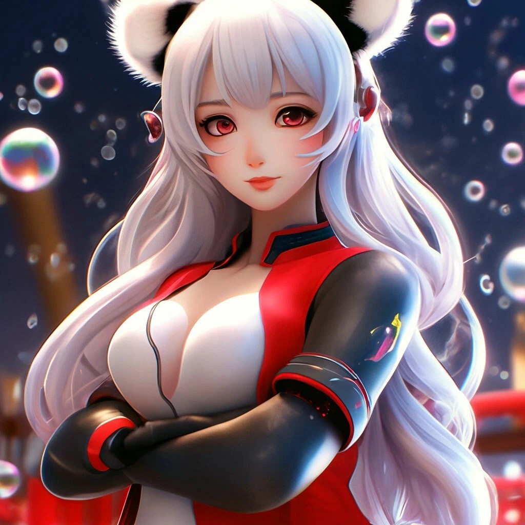 Anime art: ~Panda Girl~ - My, Neural network art, Art, Girls, Panda Girl, Anime art, Longpost