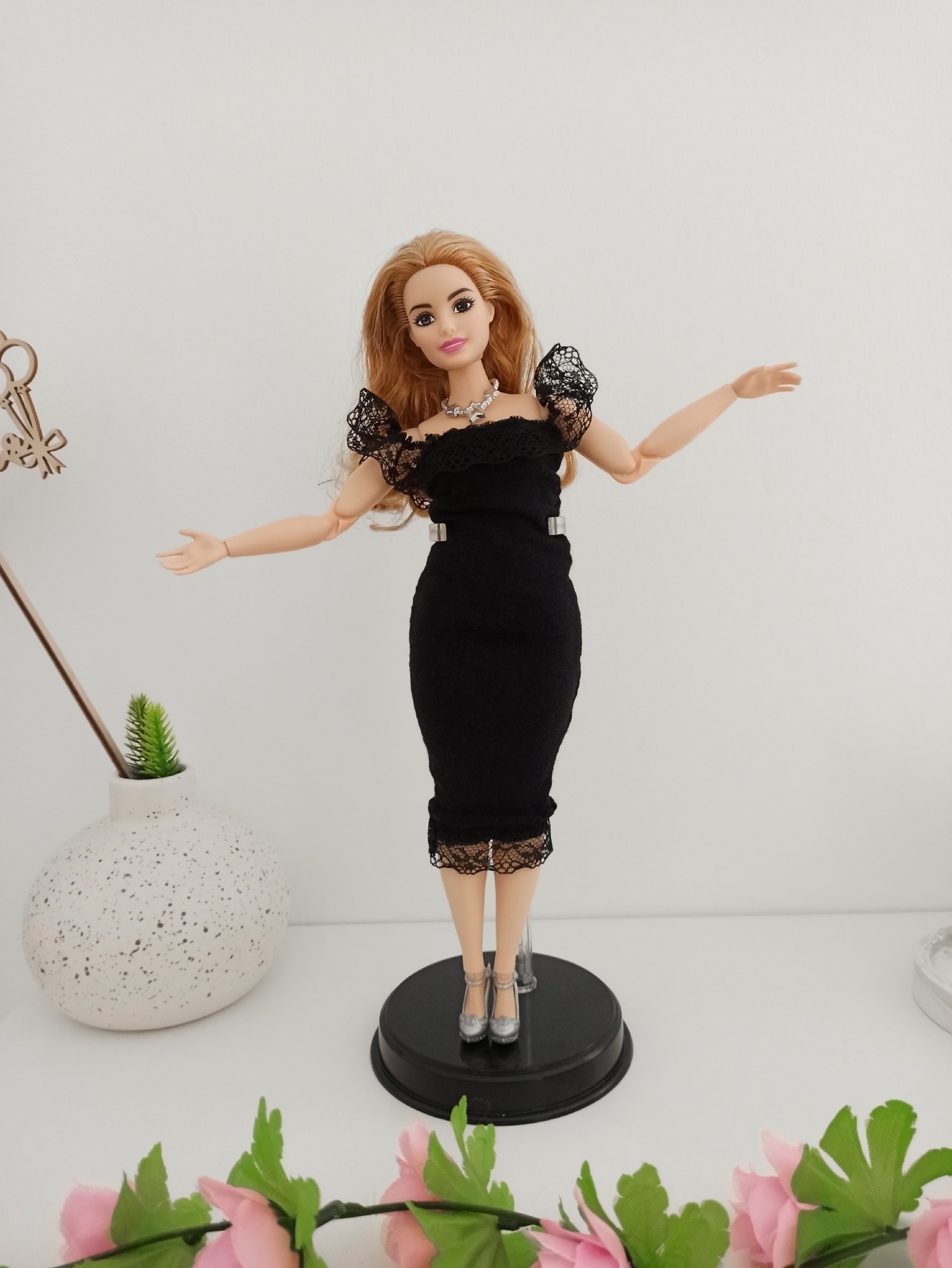 Little black dress for the charming fashionista - My, Clothes for dolls, Barbie, Sewing, Workshop, Needlework, Needlework without process, Doll, Dollhouse, Longpost