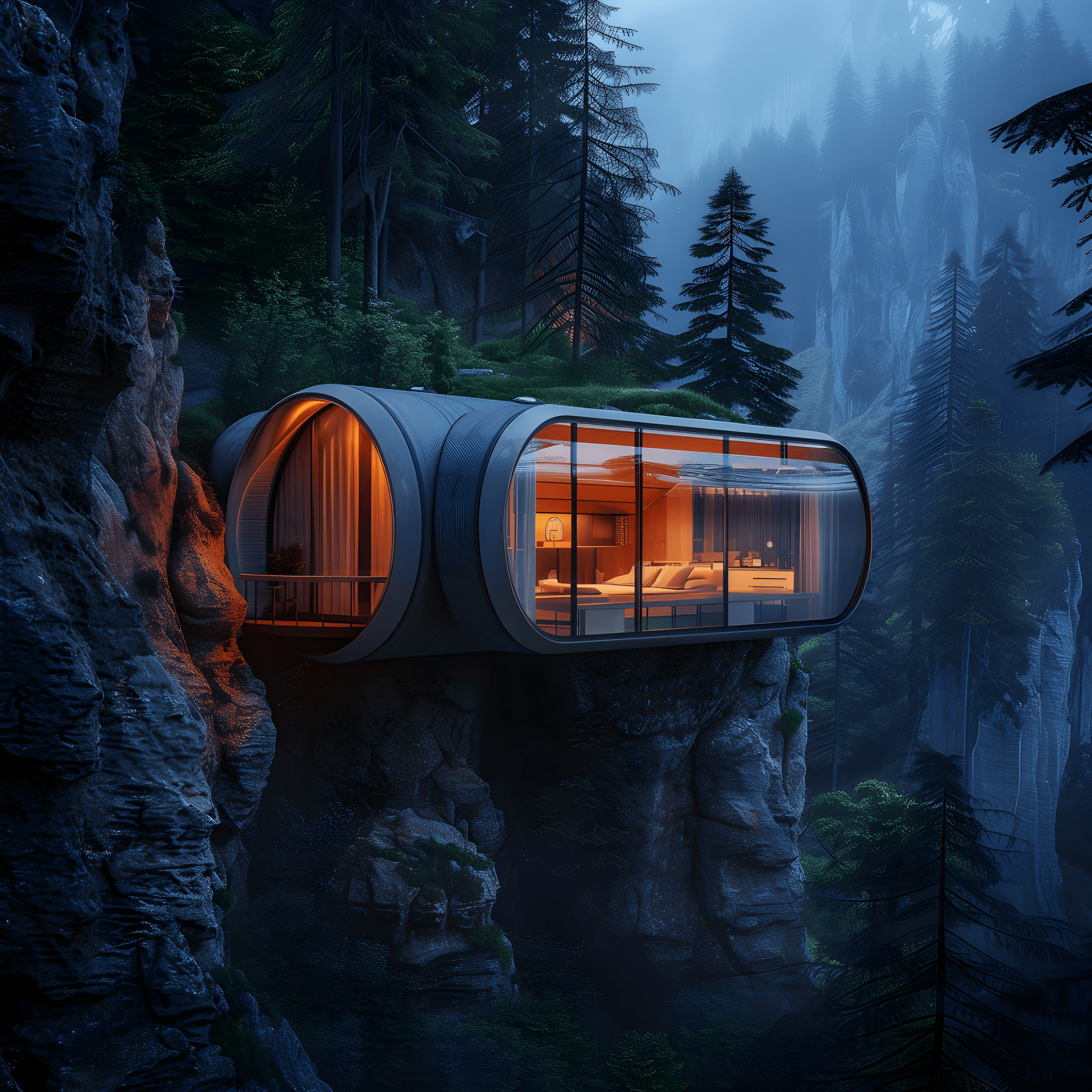 Midjourney: Capsule boutique hotel in the mountains - Midjourney, Artificial Intelligence, Art, Нейронные сети, Neural network art, Hotel, Capsule Hotel, The mountains, Russia, Japan, France, Greece, Germany, Italy, Longpost