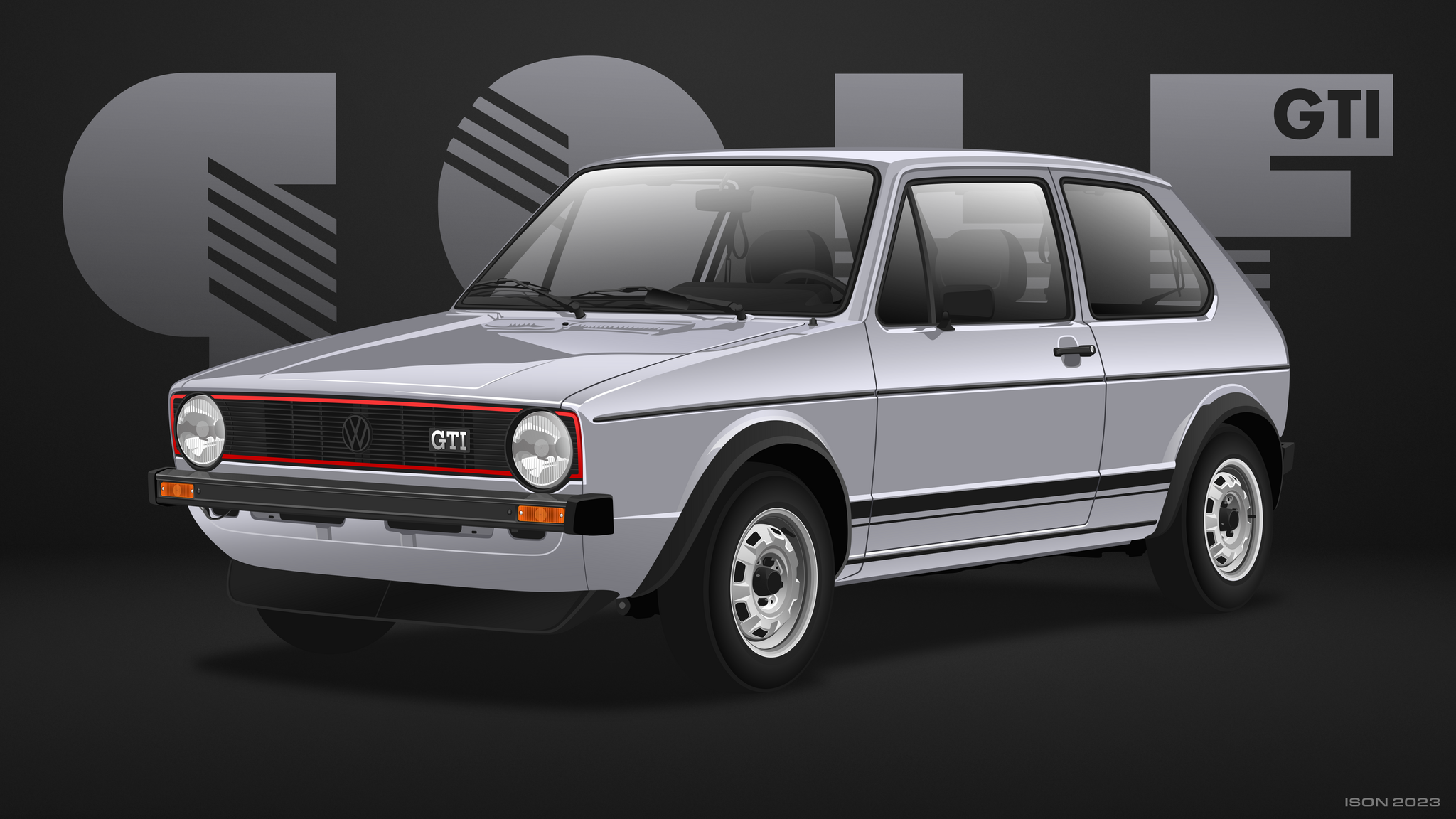 Volkswagen Golf Mk1 Vector work - My, Volkswagen golf, Volkswagen, Auto, Cabriolet, GTI, Digital drawing, Vector graphics, Art, Corel draw, Longpost