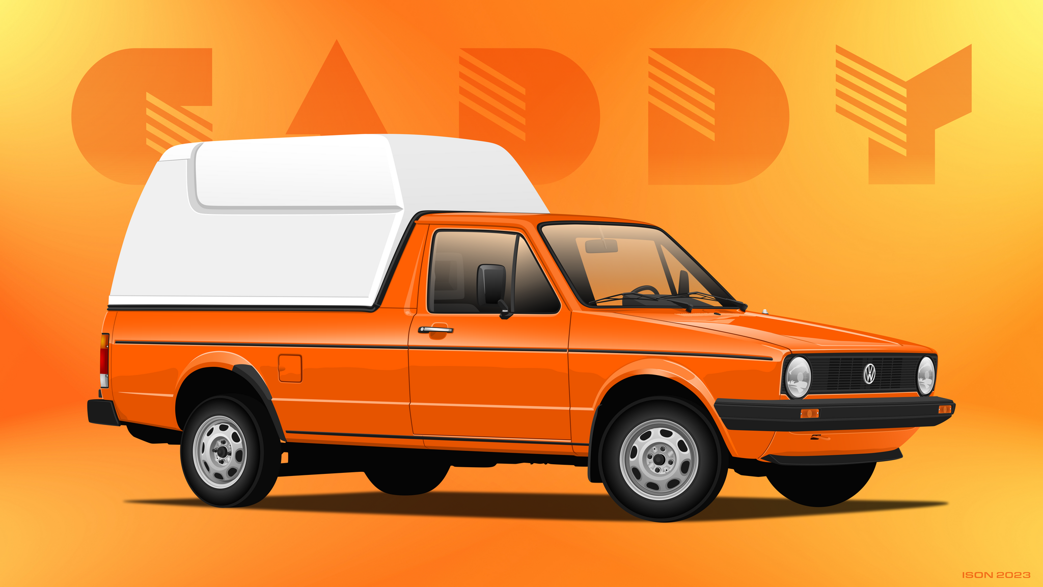 Volkswagen Golf Mk1 Vector work - My, Volkswagen golf, Volkswagen, Auto, Cabriolet, GTI, Digital drawing, Vector graphics, Art, Corel draw, Longpost