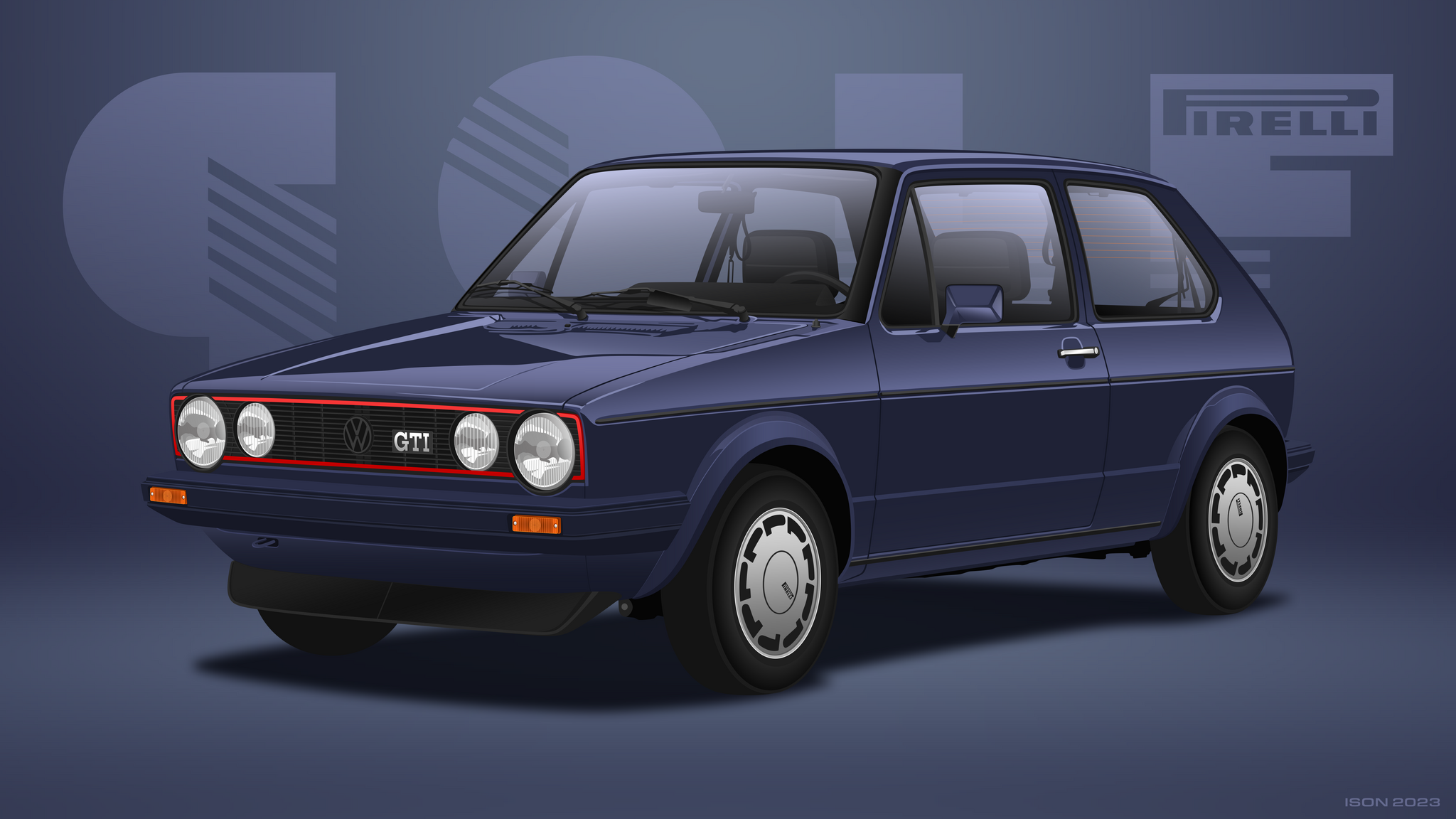 Volkswagen Golf Mk1 Vector work - My, Volkswagen golf, Volkswagen, Auto, Cabriolet, GTI, Digital drawing, Vector graphics, Art, Corel draw, Longpost