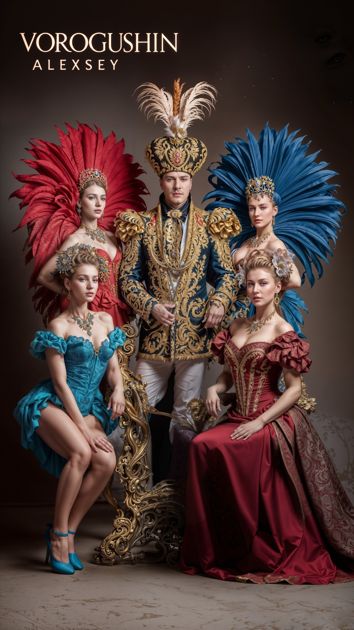 Ai-artist: Alexey Gennadievich Vorogushin. Theater actors in luxurious costumes. Neuroartist - My, Нейронные сети, Neural network art, Artist, Digital, Phone wallpaper, Art, 2D, Dall-e, Computer graphics, Desktop wallpaper, Art, Midjourney, Illustrations, Modern Art, The photo, Digital drawing, Girls