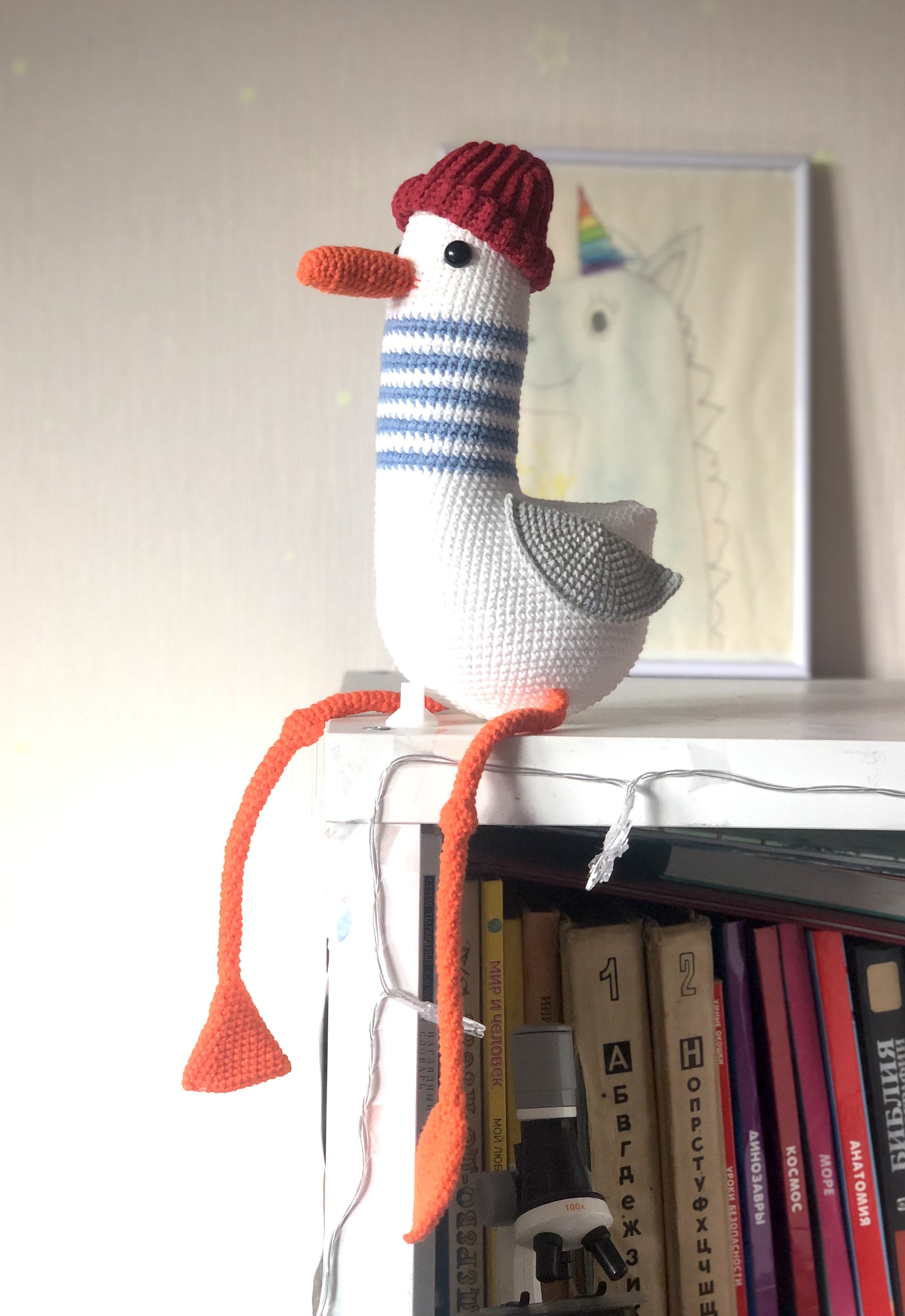 Seagull crochet - My, Amigurumi, Knitting, Crochet, Needlework without process, Longpost