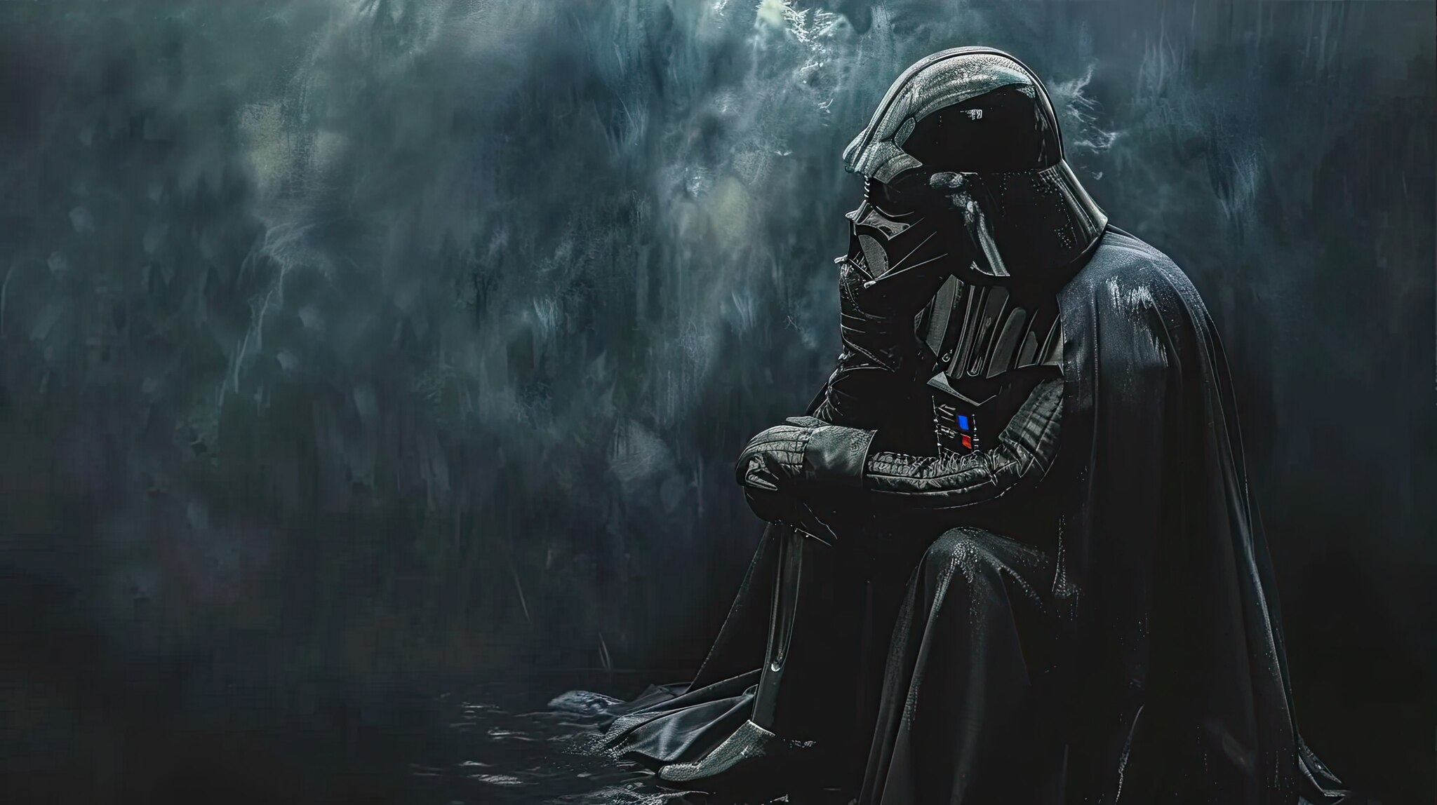 Neural networks | AI | Wallpaper | - My, Neural network art, Star Wars, Darth vader, Anakin Skywalker, Padme Amidala, Sadness, Desktop wallpaper, HD, Midjourney, Longpost