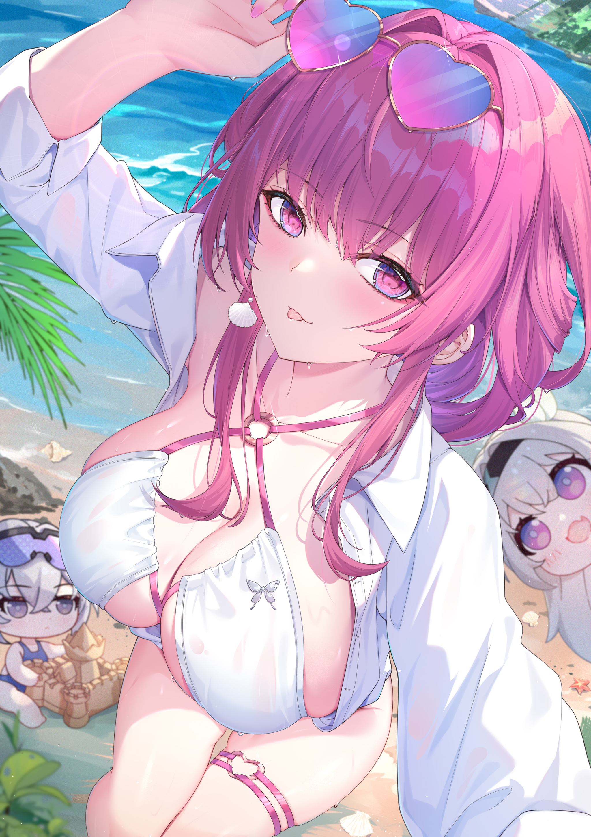 Kafka - Anime art, Anime, Honkai: Star Rail, Kafka (Honkai: Star Rail), Silver Wolf (Honkai: Star Rail), Firefly (Honkai: Star Rail), Swimsuit, Beach, Sea