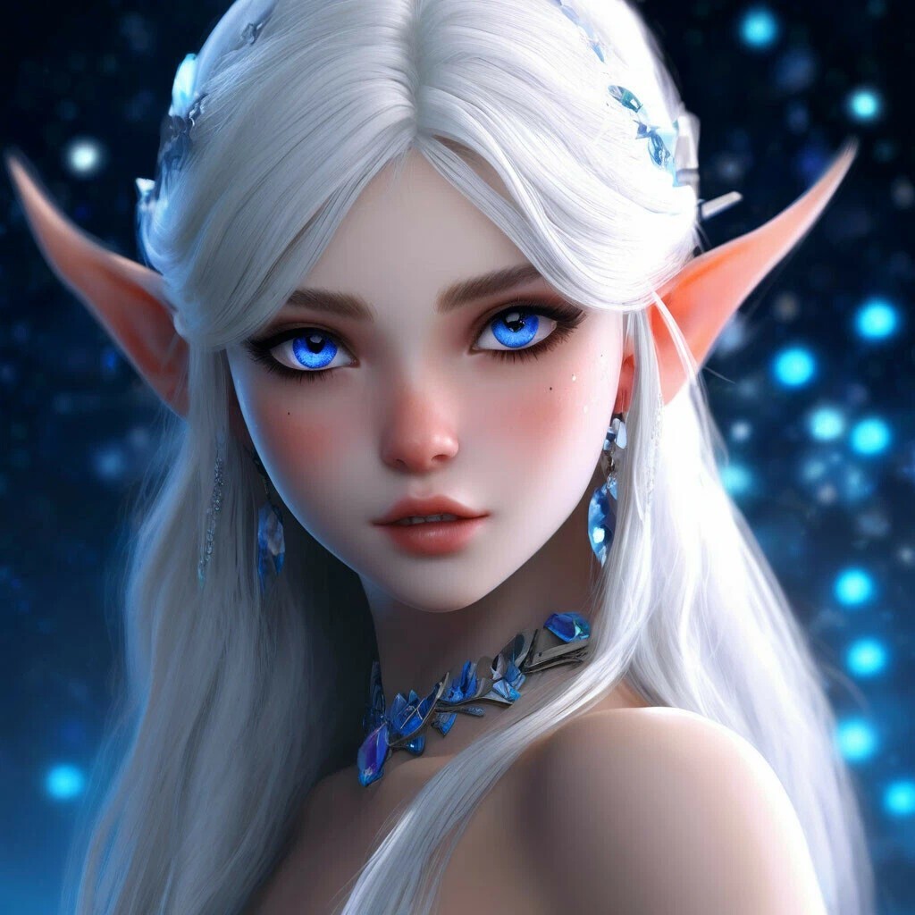 3D Anime art: Blue-eyed elf - My, Anime art, Girls, Neural network art, Art, Elves, Longpost