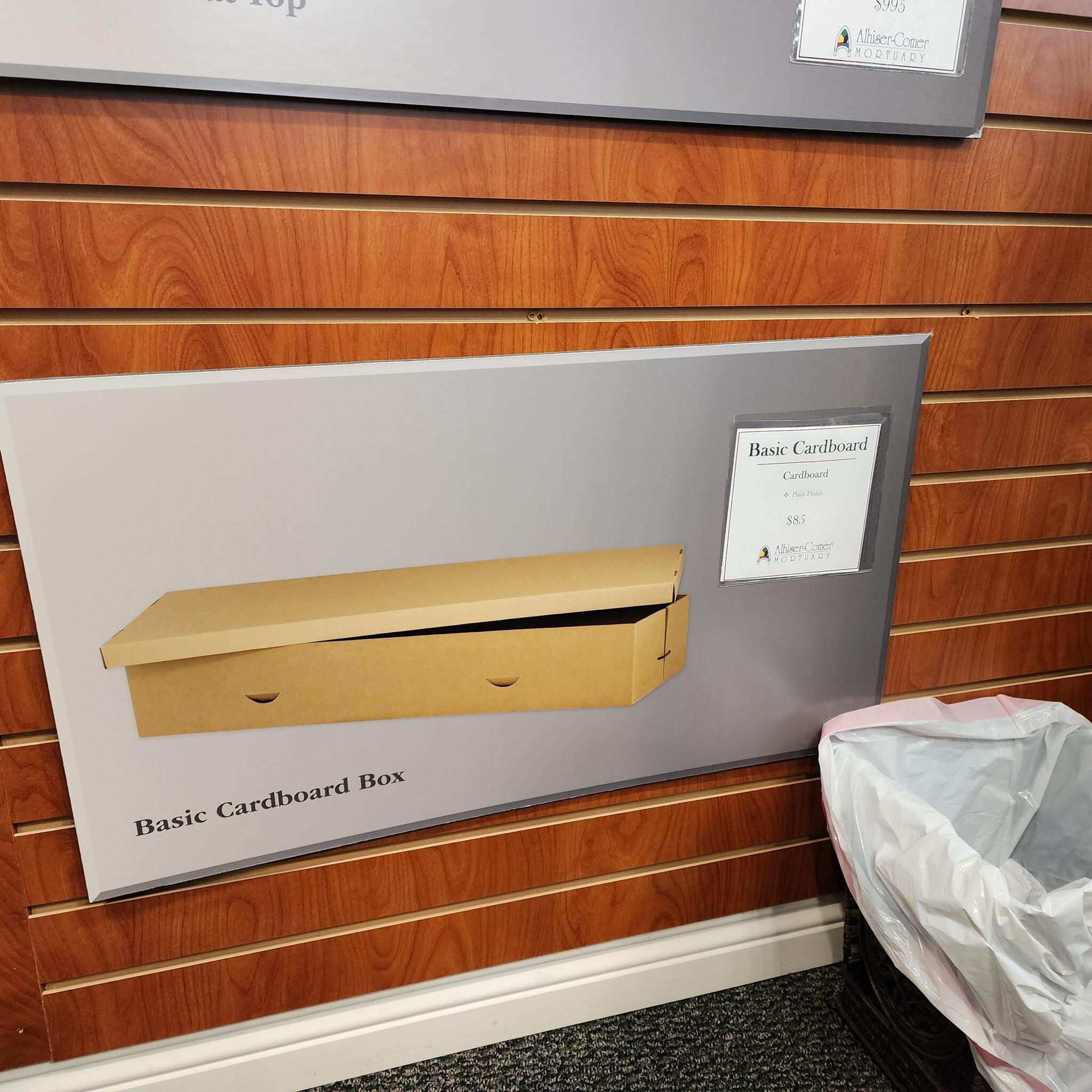 Funeral home offers cardboard coffin for $85 - Reddit, Funeral, Reddit (link), Coffin, Cardboard products, Prices, Cremation