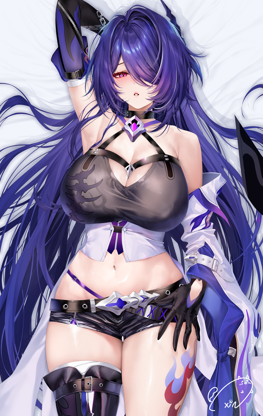 Electrowife - Acheron (Honkai: Star Rail), Anime, Anime art, Hips, Stomach, Navel, Honkai: Star Rail, Pixiv