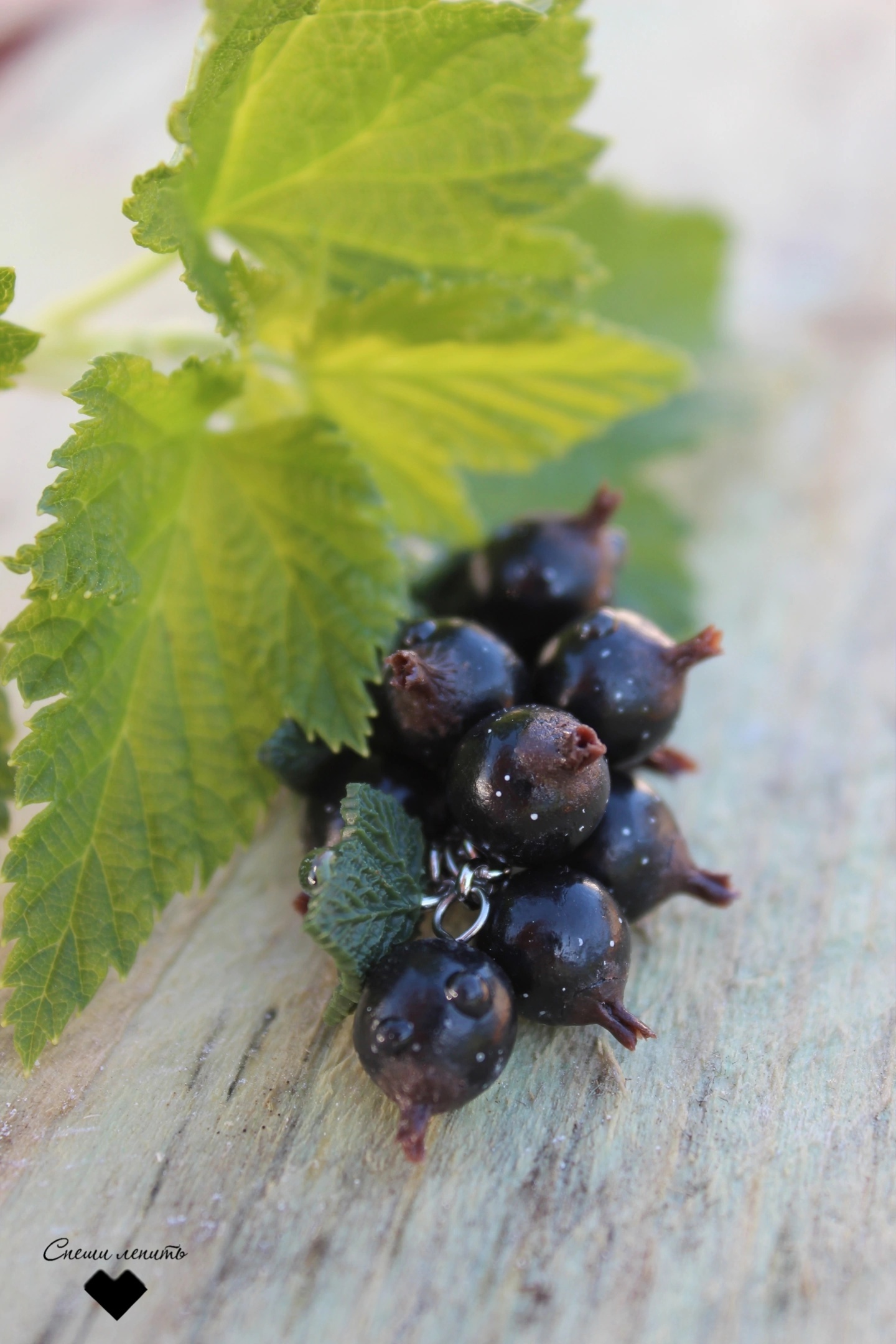 Brooch with black currant. Polymer - My, Лепка, Polymer clay, Blackcurrant, Brooch, Needlework without process, Longpost