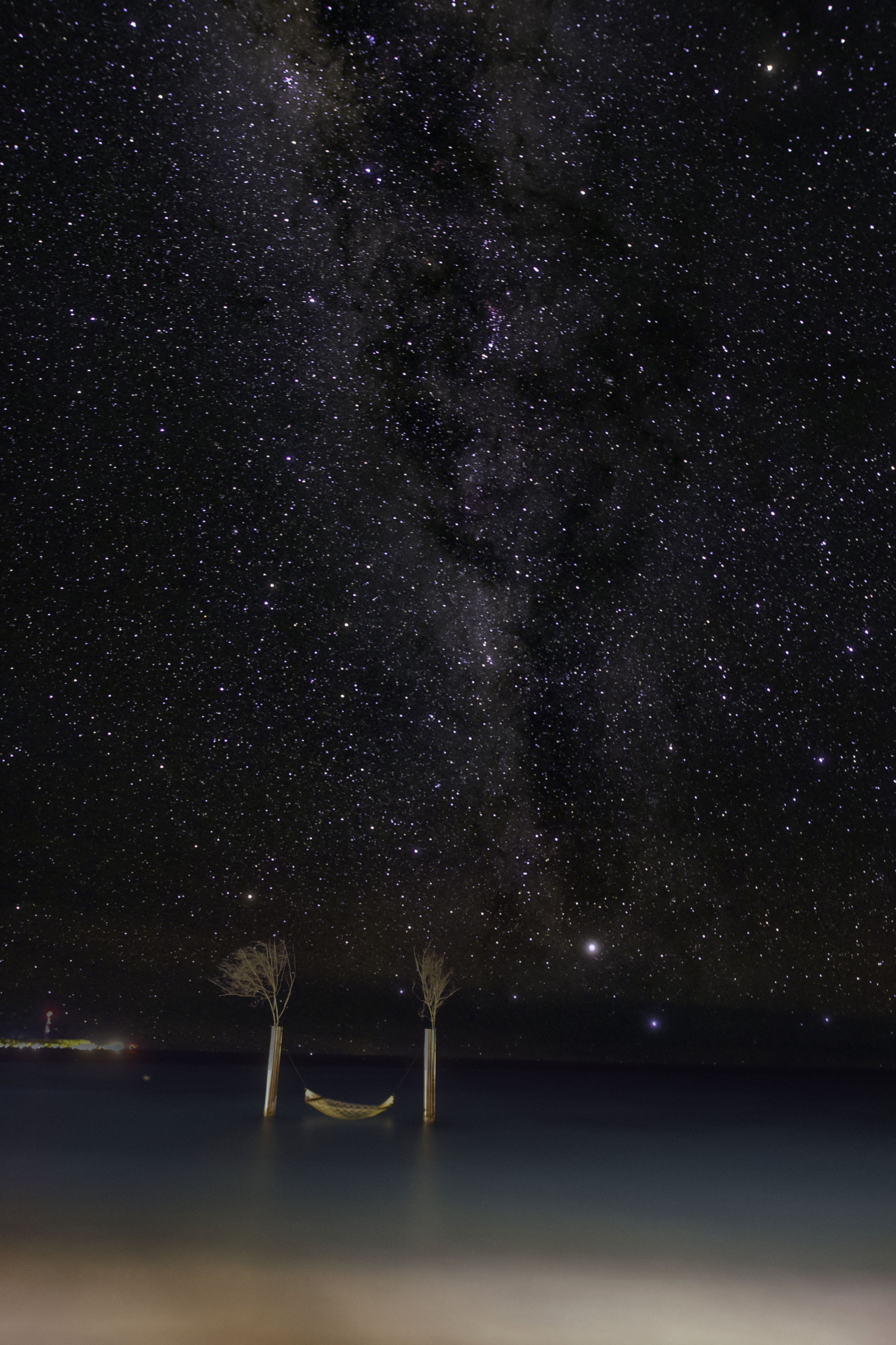 Milky way over the ocean - My, Stars, Starry sky, Astrophoto, Milky Way, Night, Ocean, Hammock