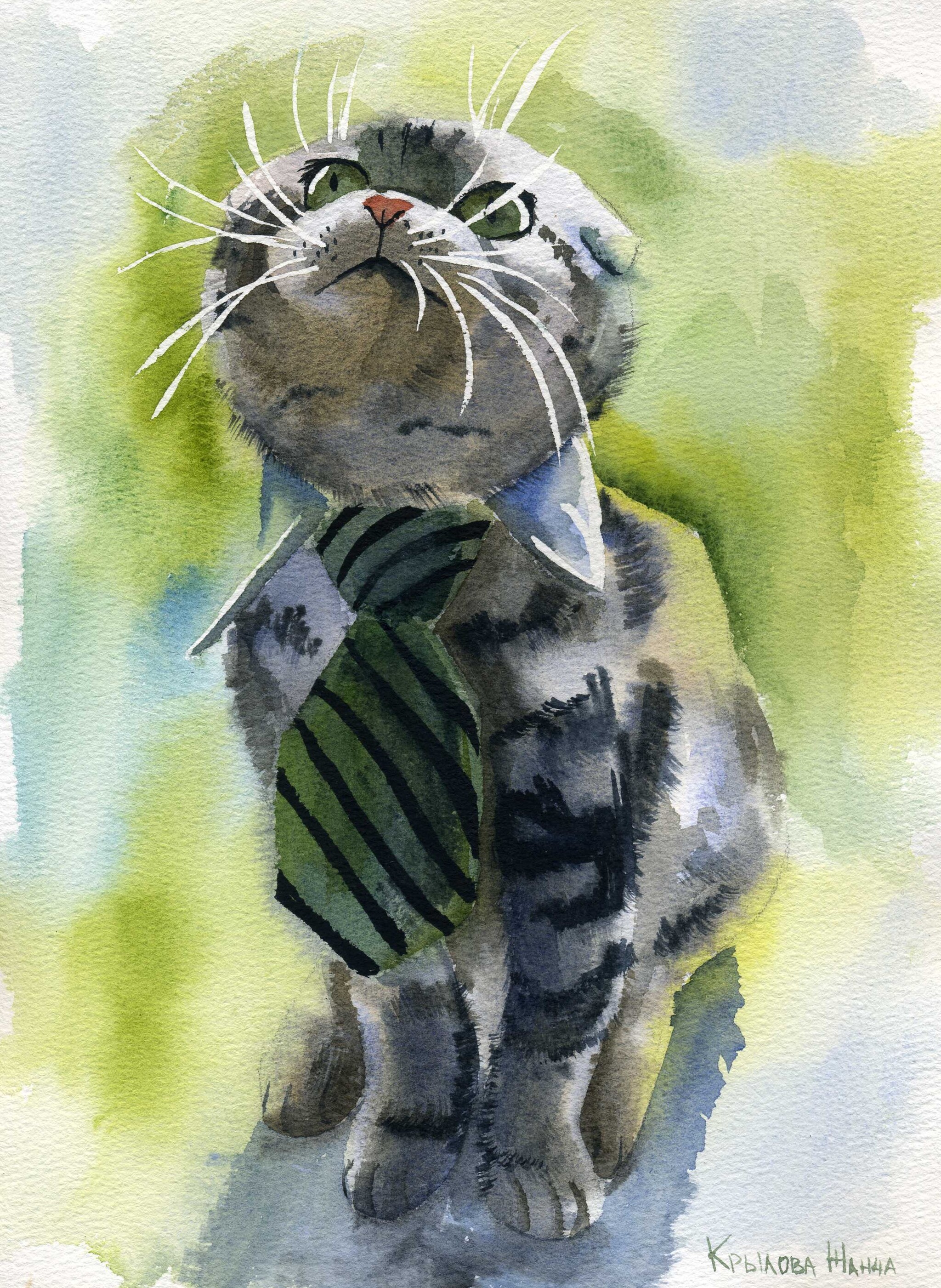 Showing watercolor animals - My, Watercolor, cat, Dog, Creation, Drawing, Animalistics, Longpost