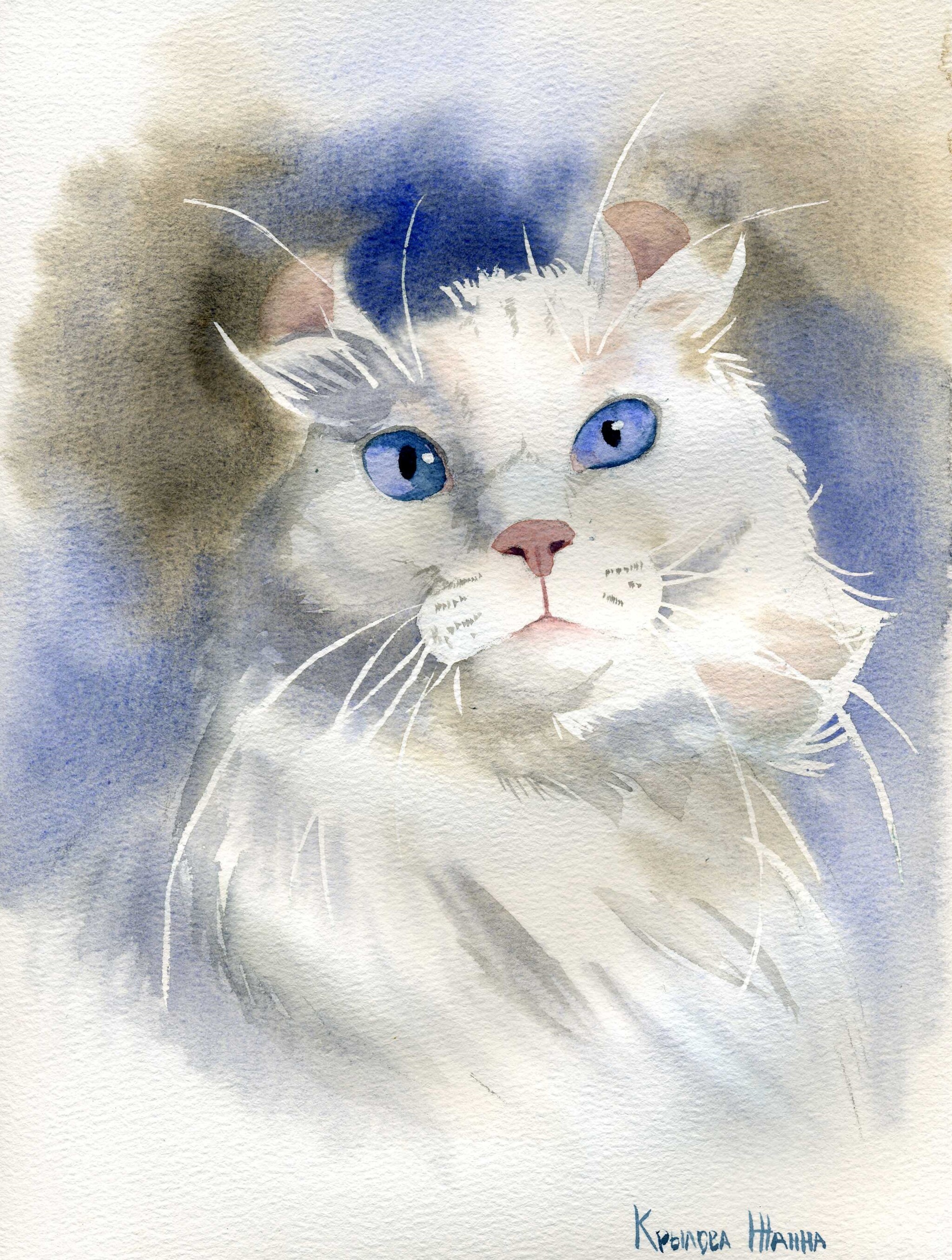 Showing watercolor animals - My, Watercolor, cat, Dog, Creation, Drawing, Animalistics, Longpost