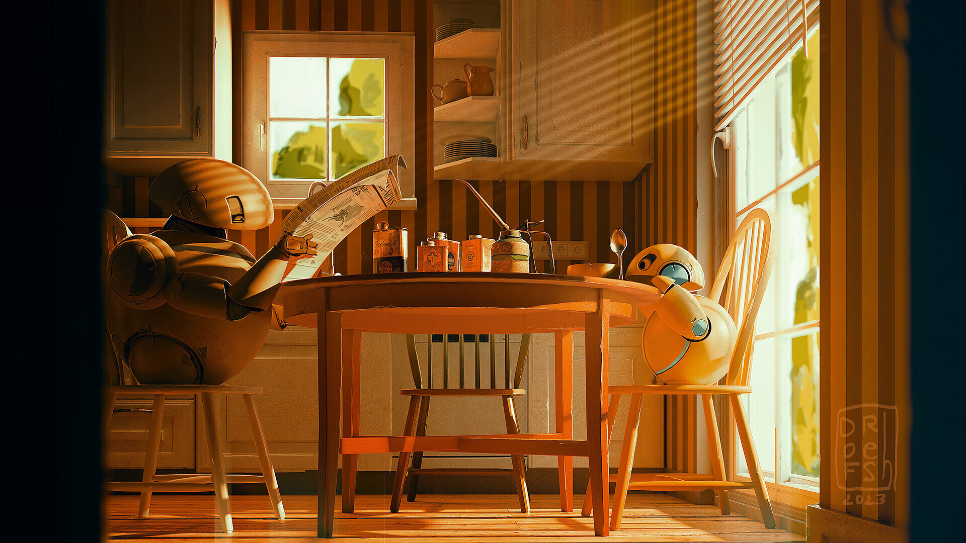 Breakfast - Art, Drawing, Robot, Breakfast, Kitchen