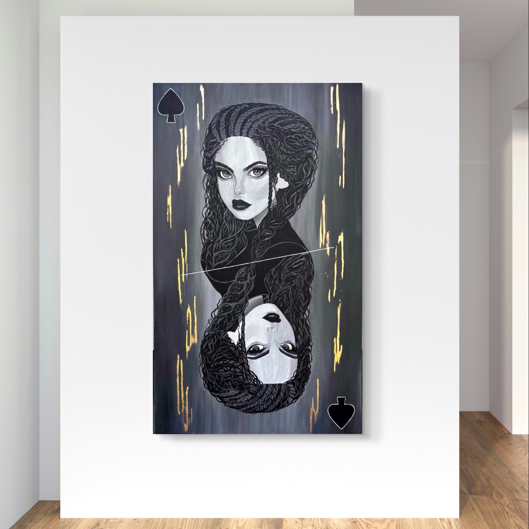 Painting Queen of Spades - My, Painting, The Queen of Spades, Handmade, Auction, Longpost