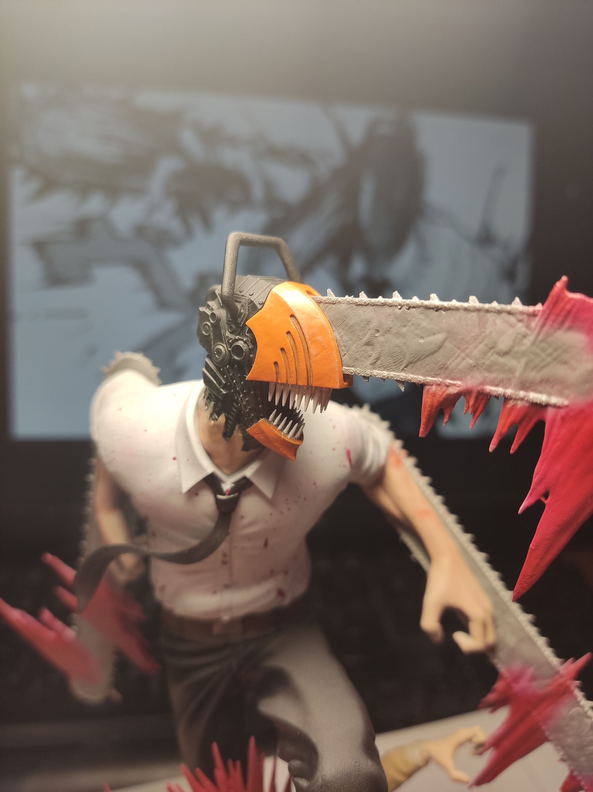 Chainsaw Man - My, Chainsaw man, 3D печать, Painting miniatures, Airbrush, 3D printer, Needlework with process, Anime, Figurines, Longpost