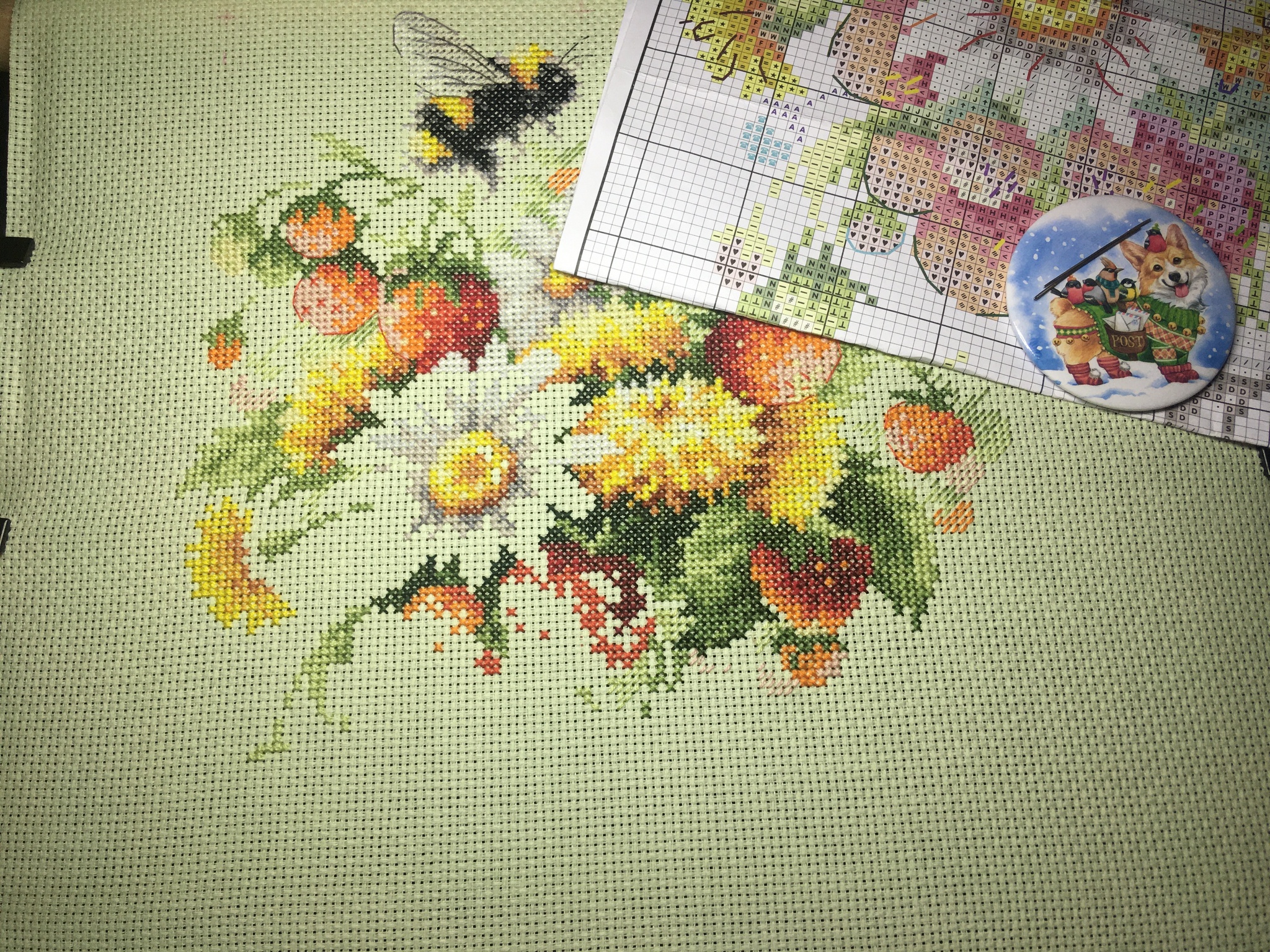 July bouquet - My, Cross-stitch, Needlework with process, Summer, Longpost