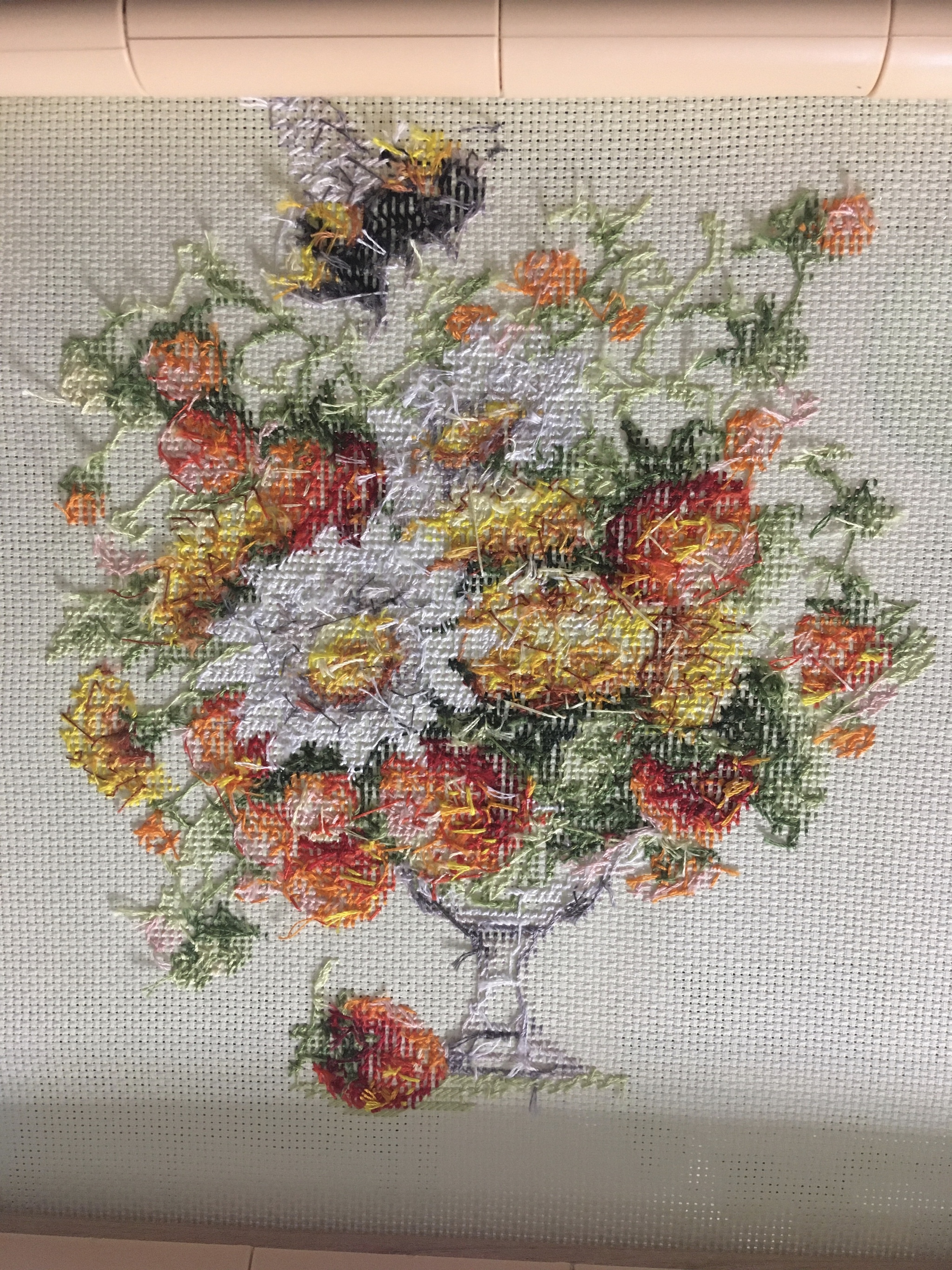 July bouquet - My, Cross-stitch, Needlework with process, Summer, Longpost