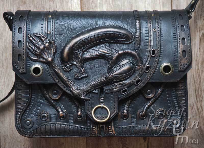 Bags inspired by Giger's work - My, Hans Giger, Xenomorph, Stranger, Сумка, Natural leather, Art, Longpost, Needlework without process