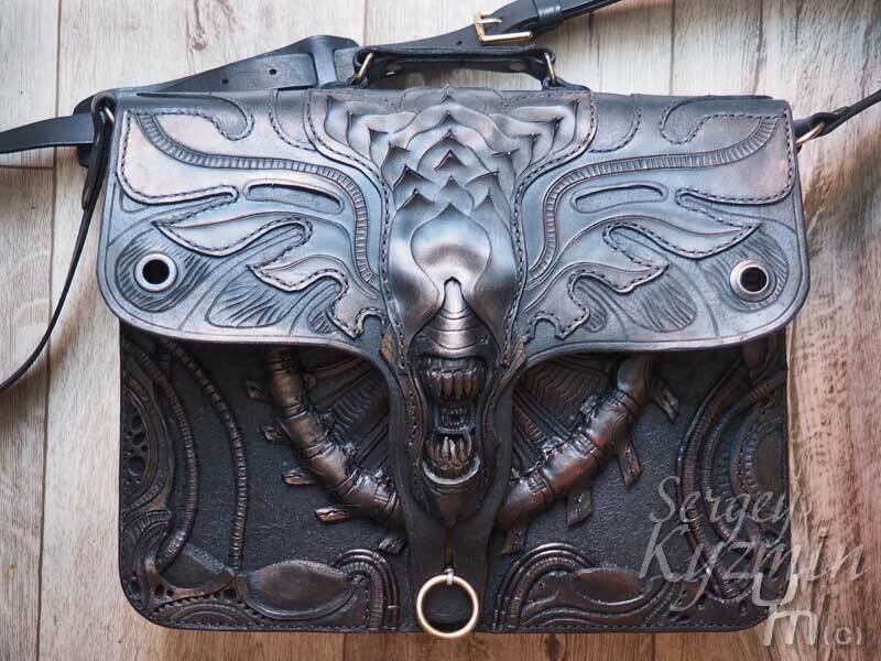 Bags inspired by Giger's work - My, Hans Giger, Xenomorph, Stranger, Сумка, Natural leather, Art, Longpost, Needlework without process