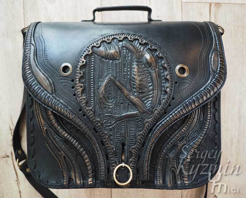 Bags inspired by Giger's work - My, Hans Giger, Xenomorph, Stranger, Сумка, Natural leather, Art, Longpost, Needlework without process