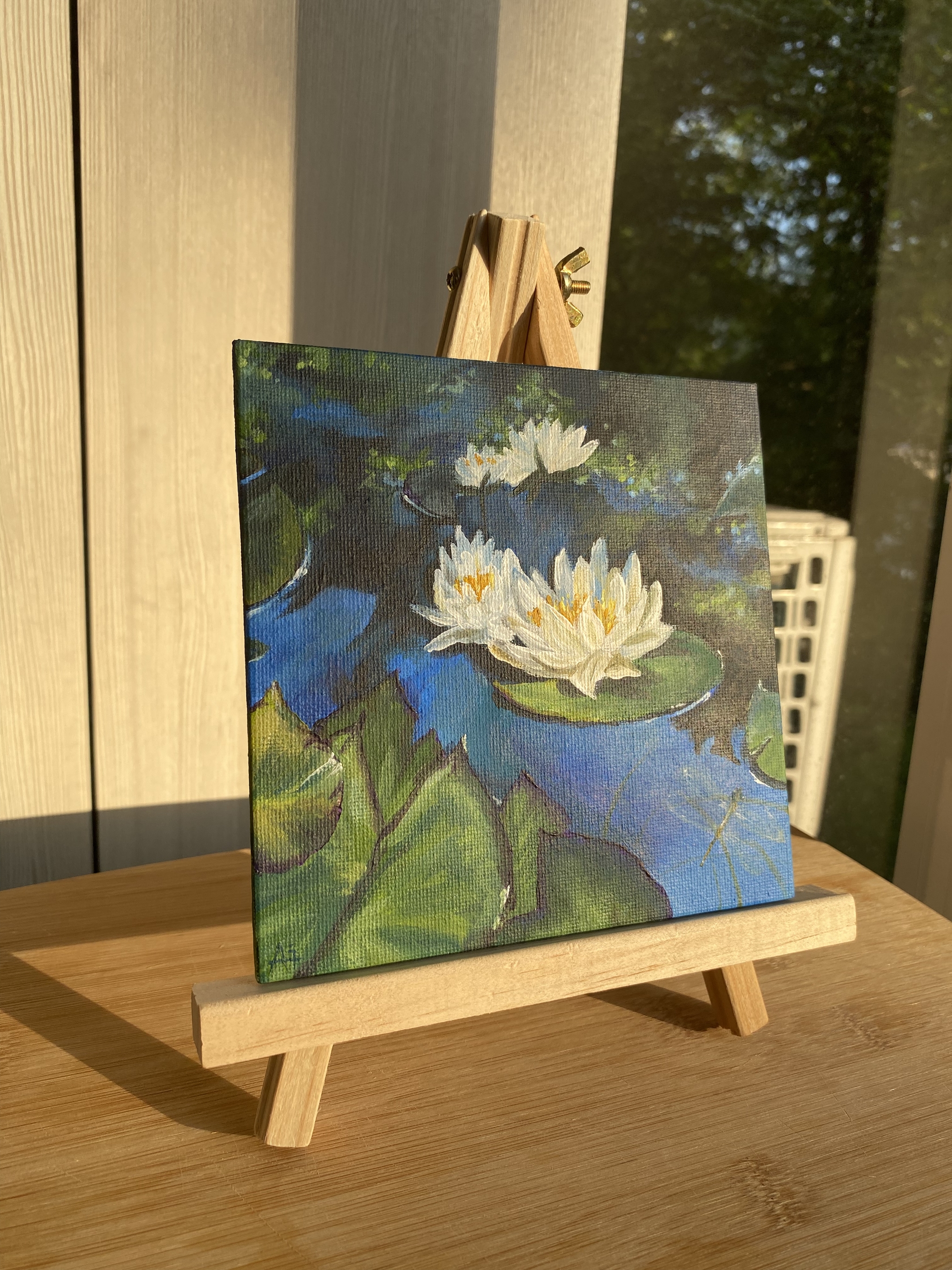 Water lilies with dragonfly - My, Painting, Artist, Drawing, Landscape, Flowers, Longpost