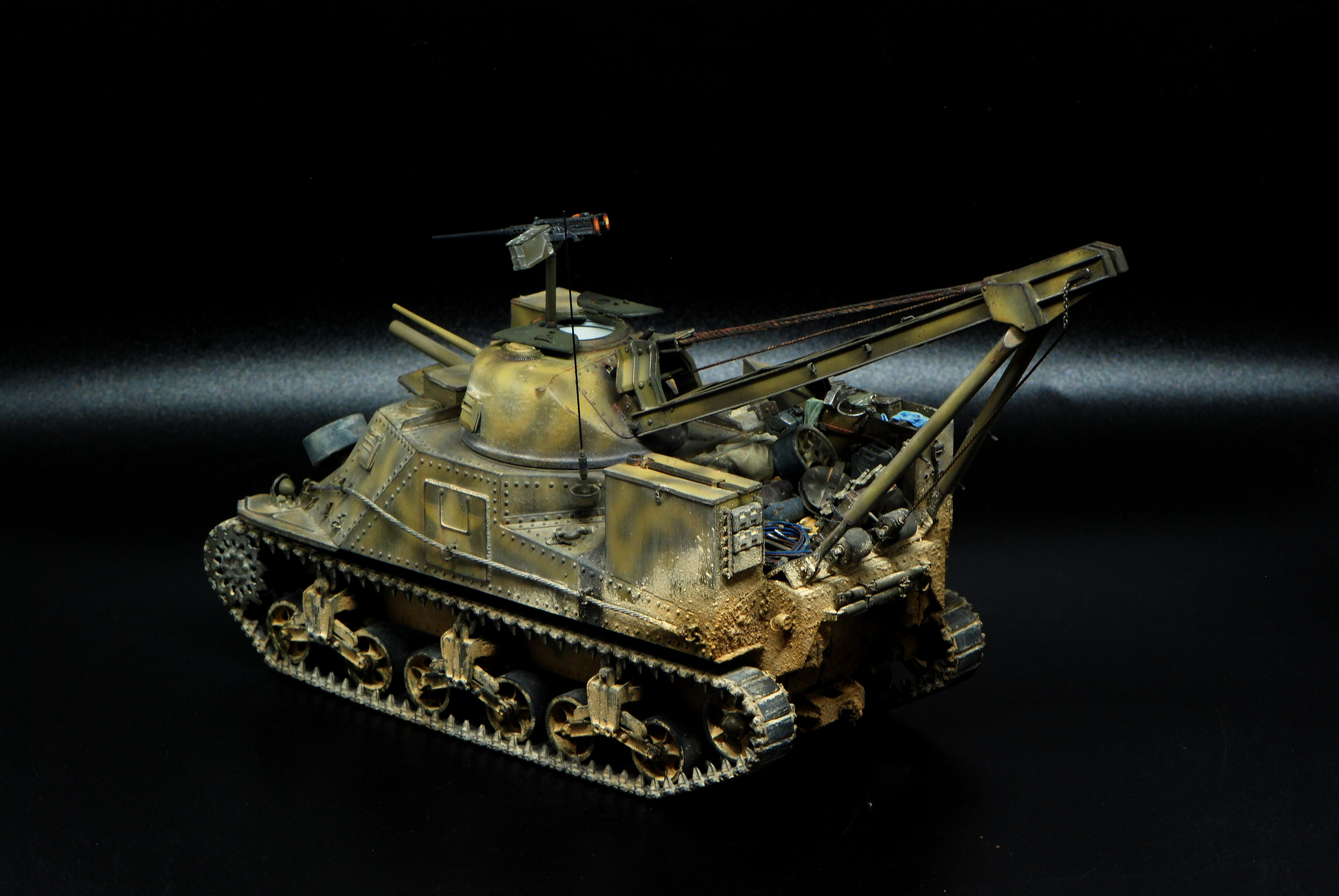 M31 Recovery Vehicle (1/35 TAKOM) - My, Stand modeling, Scale model, Diorama, The Second World War, Tanks, Modeling, Collecting, Longpost, Military equipment, Painting miniatures, Bram, Engineering Engineering, USA