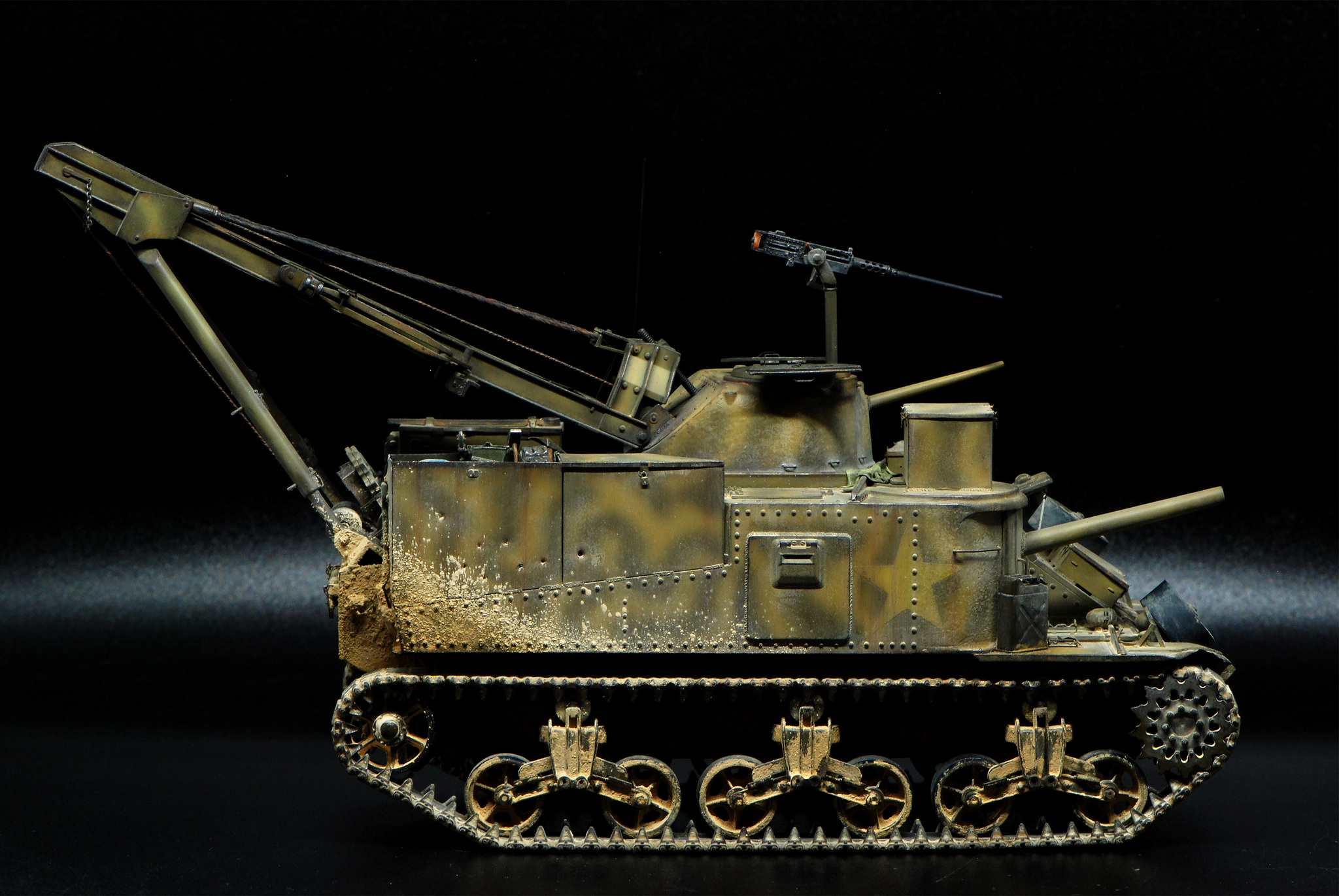 M31 Recovery Vehicle (1/35 TAKOM) - My, Stand modeling, Scale model, Diorama, The Second World War, Tanks, Modeling, Collecting, Longpost, Military equipment, Painting miniatures, Bram, Engineering Engineering, USA