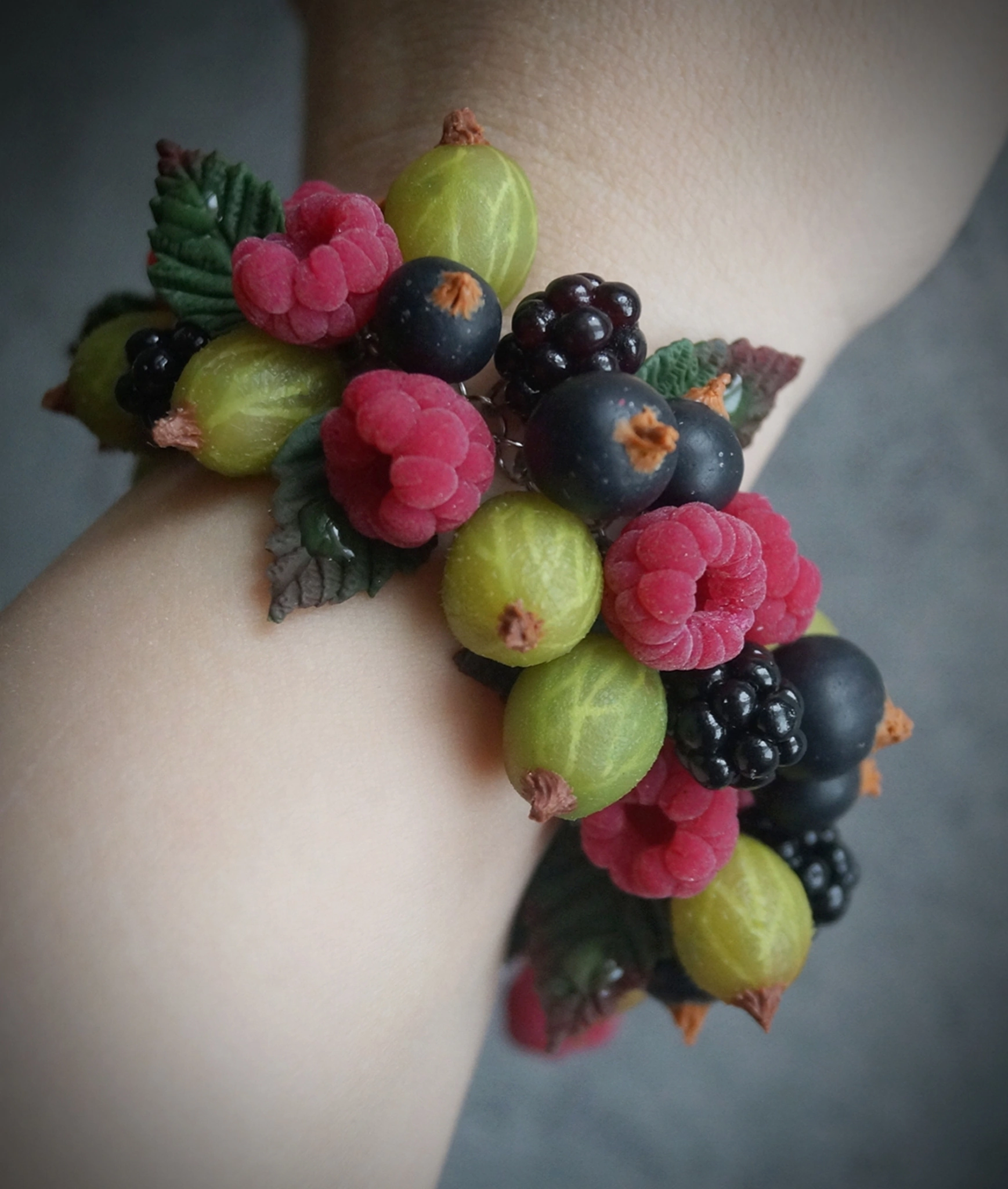 Bracelet with berries - My, Polymer clay, Friday tag is mine, Berries, A bracelet, Handmade, Longpost, Needlework without process