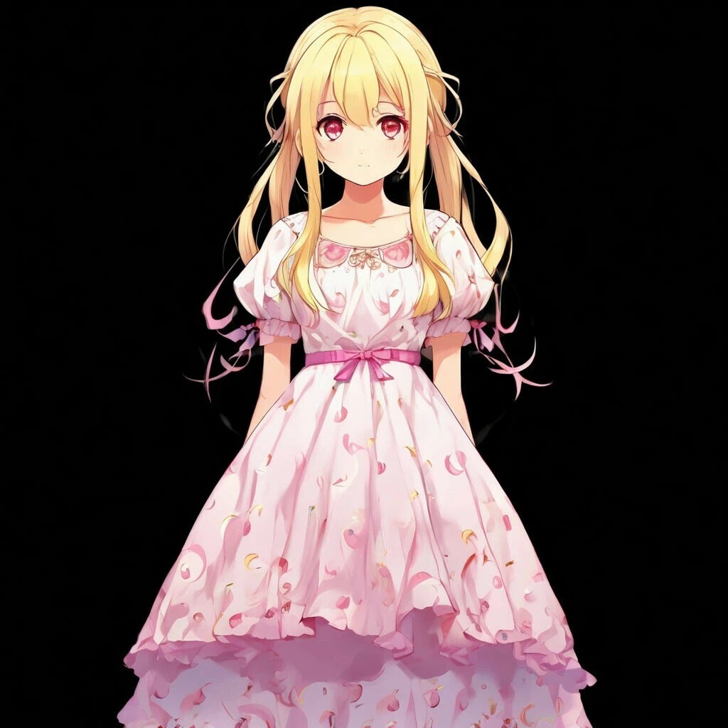 Anime art - My, Neural network art, Art, Anime art, moon, Crescent, Girls, Blonde, The dress, Longpost