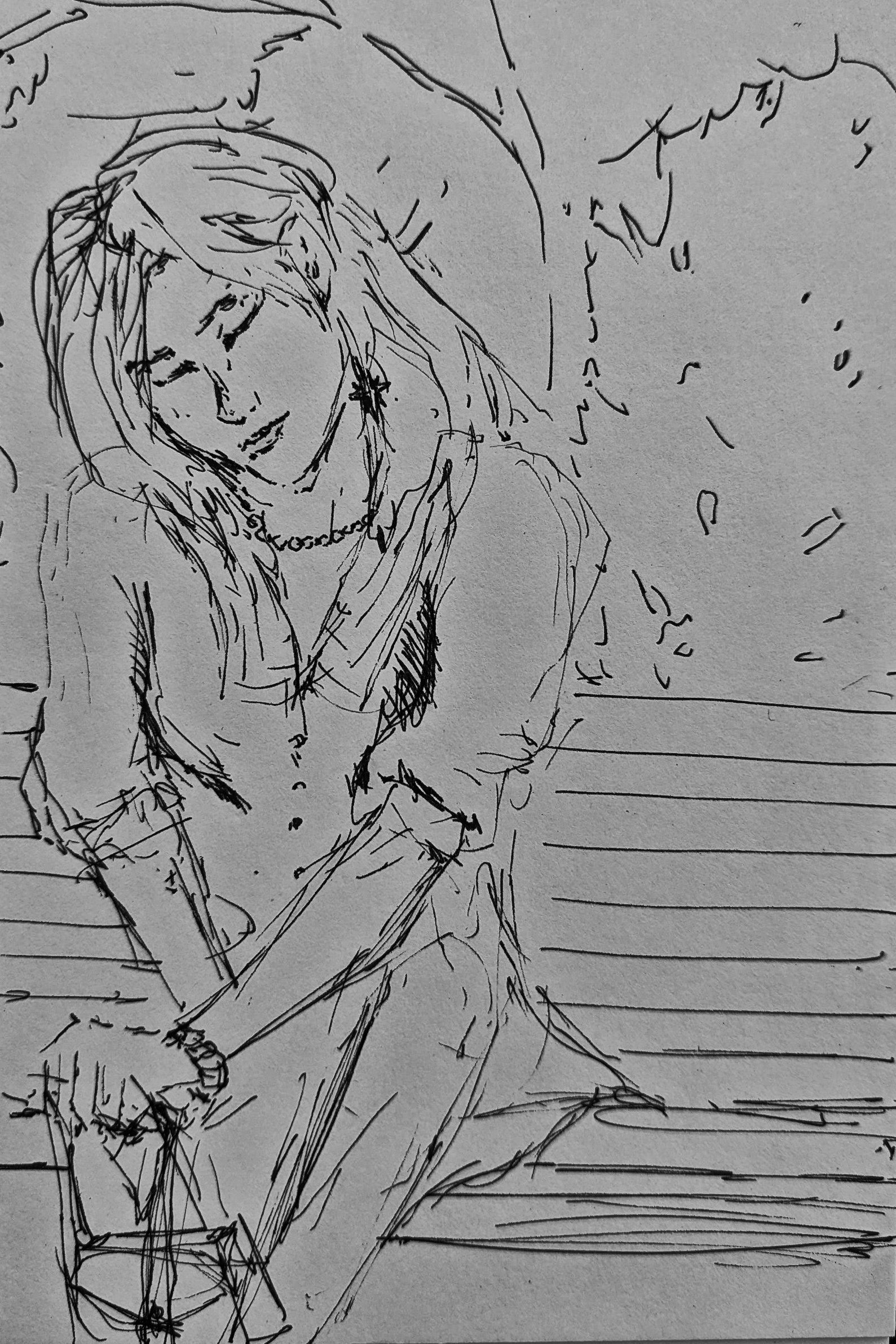 Night in the park... - My, Girls, Drawing, Longpost