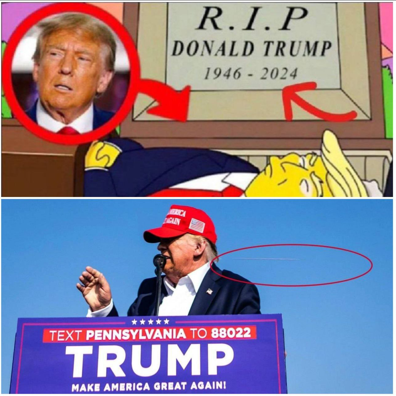 Tomorrow they will say that the bullet that wounded Trump was poisoned? - The Simpsons, Donald Trump, Post #11600482, Politics