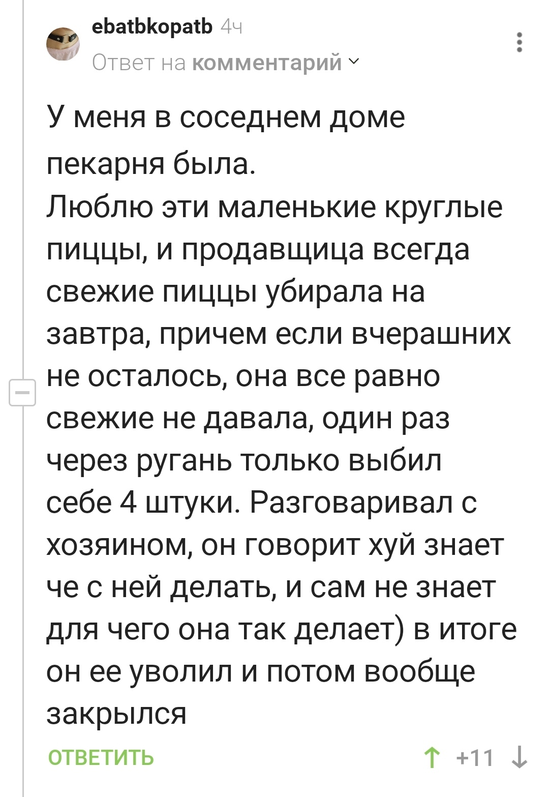 Как победить продавщицу или неожиданный финал! - Пицца, Продавец, Хозяин, Свежее, Несвежее, Комментарии на Пикабу, Скриншот