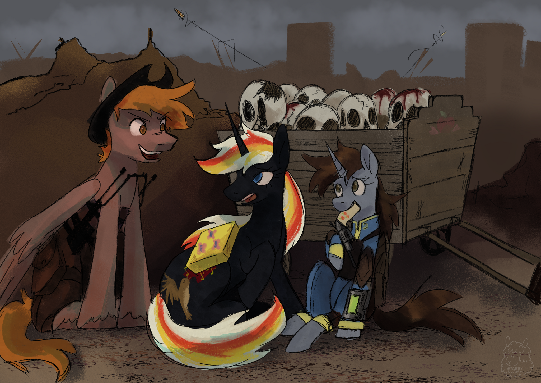 Ещё один день на пустошах - My Little Pony, Original Character, Calamity, Velvet Remedy, Littlepip, Fallout, Fallout: Equestria