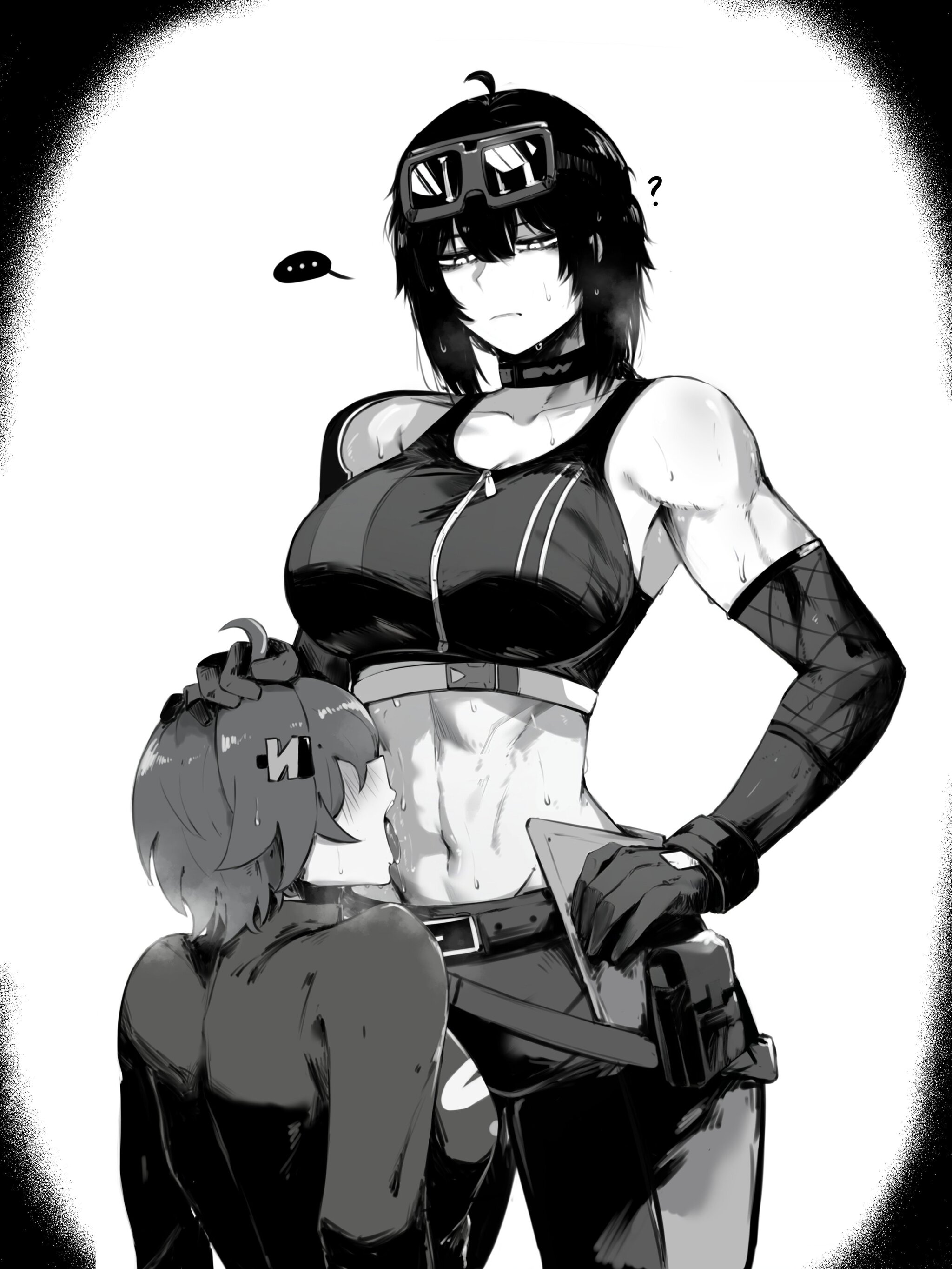 - I'm sweating. Fix it - Zovokia (Masoq), Art, Anime, Anime art, Zenless Zone Zero, Grace Howard (zzz), Muscleart, Strong girl, Yuri, Belle (zzz)